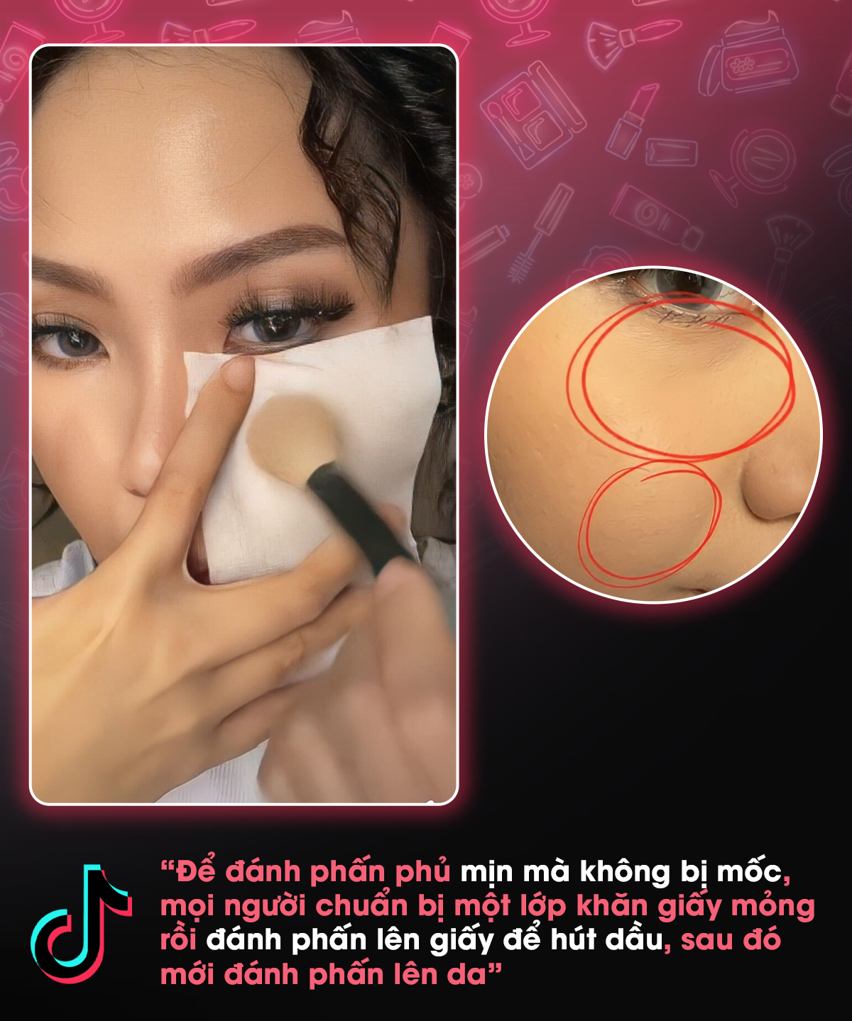 Duyên Trương chia sẻ mẹo trang điểm với phấn phủ không bị mốc; lưu ý khi trang điểm và các mẹo trang điểm hữu dụng qua video trên TikTok. Tìm hiểu cách đánh nền hiệu quả từ beauty tiktoker.