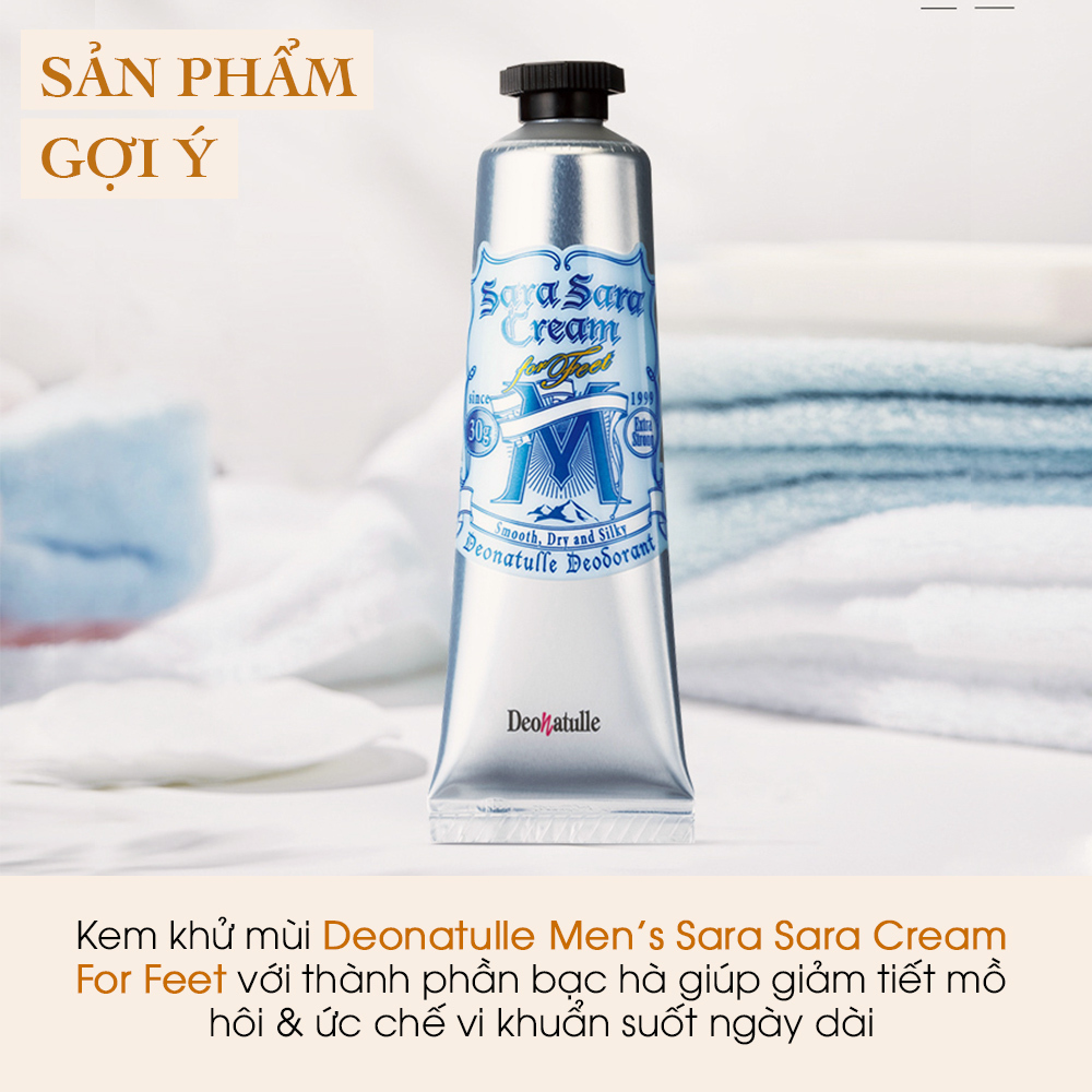 Kem khử mùi Deonatulle Men’s Sara Sara Cream For Feet giúp giảm tiết mồ hôi và ức chế vi khuẩn, giúp nam giới tự tin hơn trong giao tiếp. Xem ngay cách trị mùi ở các điểm dễ bị quên lãng!