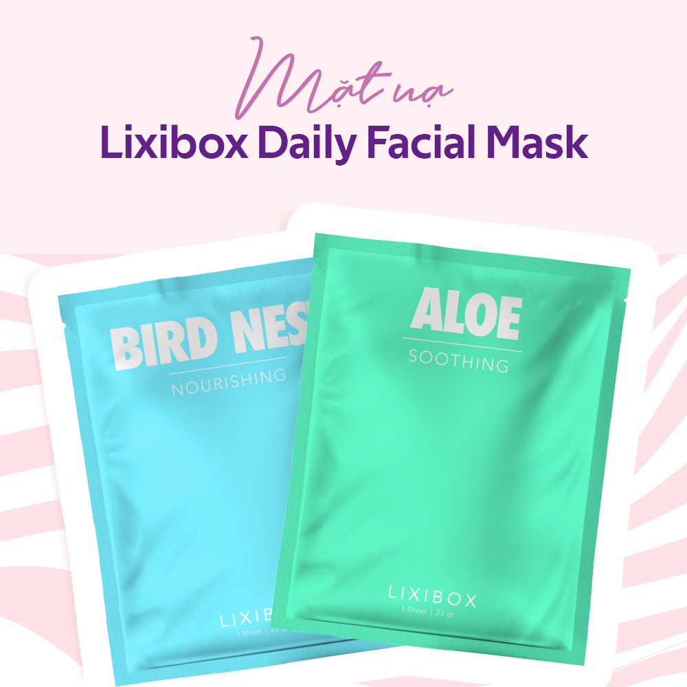 Mặt nạ Lixibox Daily Facial Mask với hai loại: Bird Nest Nourishing và Aloe Soothing. Quà tặng Lixibox trong lễ hội Những Thành Phố Mơ Màng, đừng bỏ lỡ cơ hội nhận thêm quà hấp dẫn!