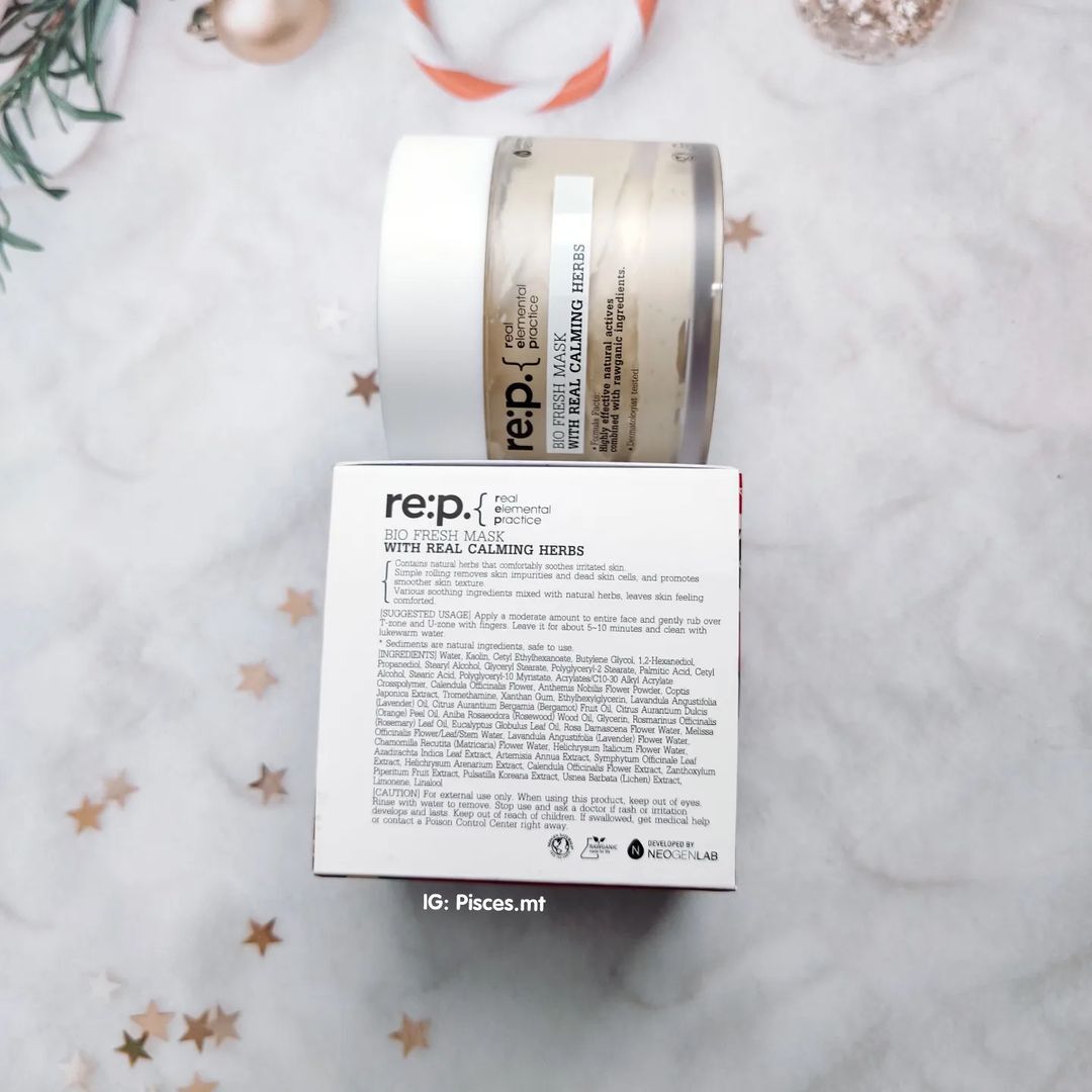 Mặt nạ đất sét Re:p Bio Fresh Mask With Real Calming Herbs, phù hợp cho làn da khô. Bài viết chia sẻ đánh giá và thảo luận về hiệu quả của mặt nạ này trong skincare, không PR, có nguồn gốc từ thương hiệu Neogen, Hàn Quốc.