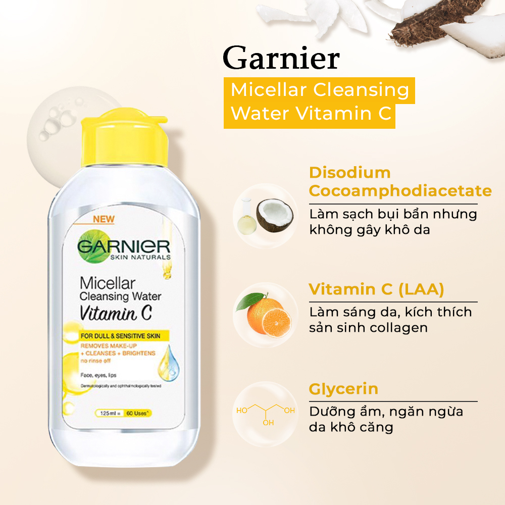 Garnier Micellar Cleansing Water Vitamin C là sản phẩm tẩy trang lành tính, phù hợp cho mẹ bầu, giúp làm sạch bụi bẩn mà không gây khô da. Với vitamin C giúp sáng da và glycerin dưỡng ẩm, an toàn cho da nhạy cảm. Khám phá ngay tại Lixibox!