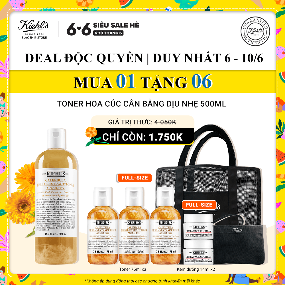 Bài viết giới thiệu về chương trình GWP (Quà tặng khi mua sắm) của Kiehl's, bao gồm toner hoa cúc 500ml và các sản phẩm mini, thúc đẩy người tiêu dùng tham gia chương trình GWP siêu hấp dẫn từ hàng loạt thương hiệu như Innisfree, Laneige, và Clinique.