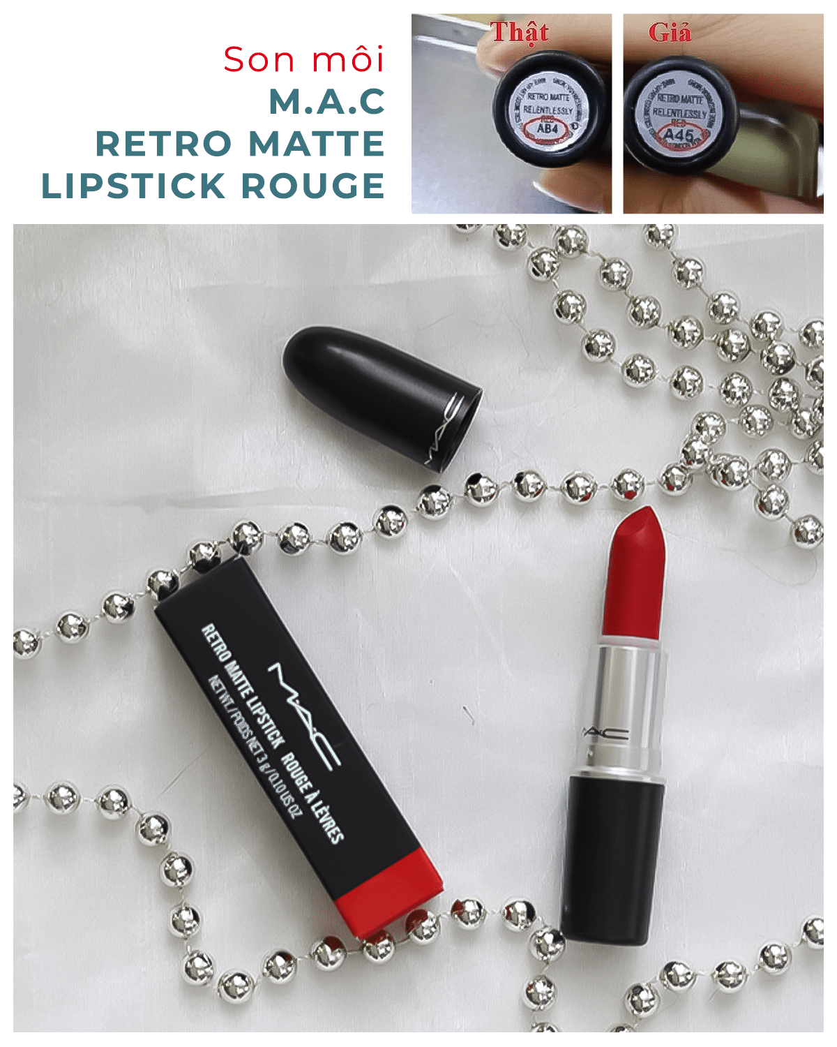 Son môi M.A.C Retro Matte Lipstick Rouge thật và giả, giúp phân biệt mỹ phẩm chính hãng và hàng nhái, khuyến khích mua sắm tại Lixibox với nhiều sản phẩm chất lượng, GWP hấp dẫn.