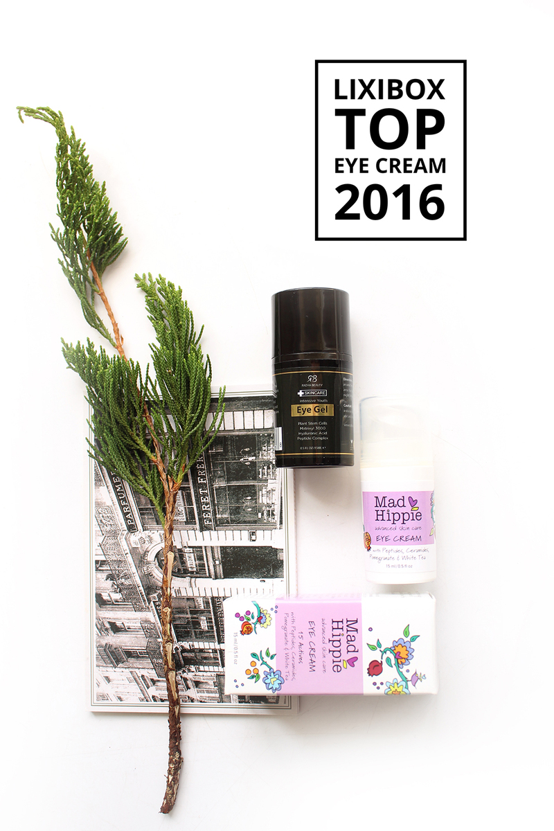 Bài viết "BEST CHOICES 2016 - KEM CHỐNG NẮNG & KEM MẮT THÍCH NHẤT 2016" giới thiệu các sản phẩm kem chống nắng và kem mắt bán chạy nhất năm 2016 tại Lixibox.com, bao gồm kem mắt Mad Hippie và các sản phẩm chăm sóc mắt hiệu quả.