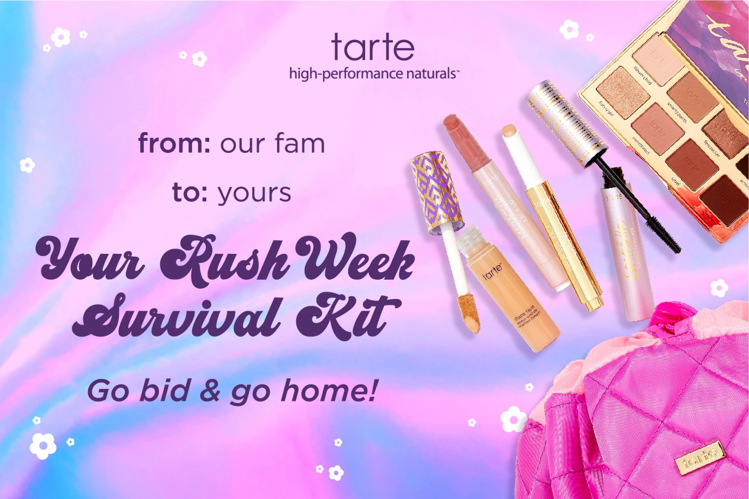 Tarte Cosmetics khởi động chương trình tặng mỹ phẩm cho nữ sinh, mang đến cơ hội sử dụng sản phẩm thiên nhiên lành tính. "Your Rush Week Survival Kit" trở thành hiện tượng trên TikTok, thu hút sự chú ý của 30,000 nữ sinh với hashtag #rushtok và #bamarush trong mùa tựu trường.