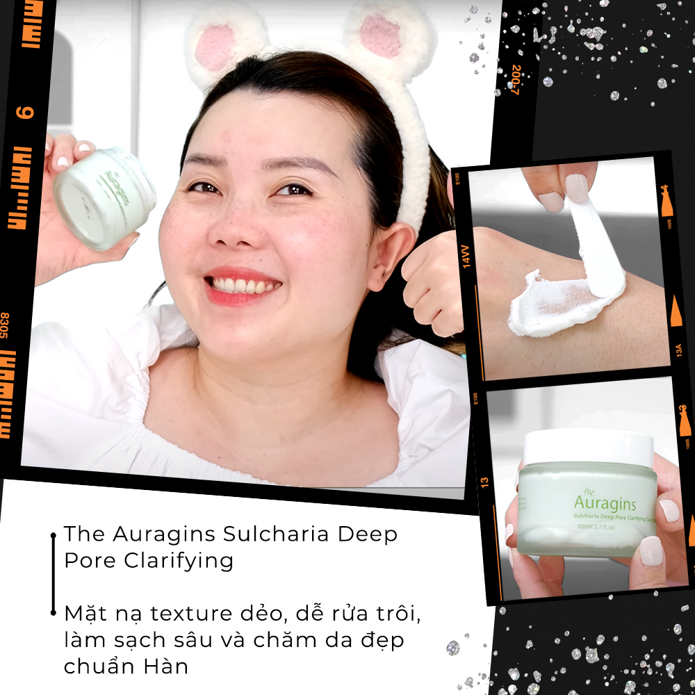 Beauty Blogger Trinh Meow review mặt nạ đất sét Auragins Sulcharia Deep Pore Clarifying. Hướng dẫn cách làm sạch da hiệu quả và giữ độ ẩm với mỹ phẩm beauty blogger yêu thích.