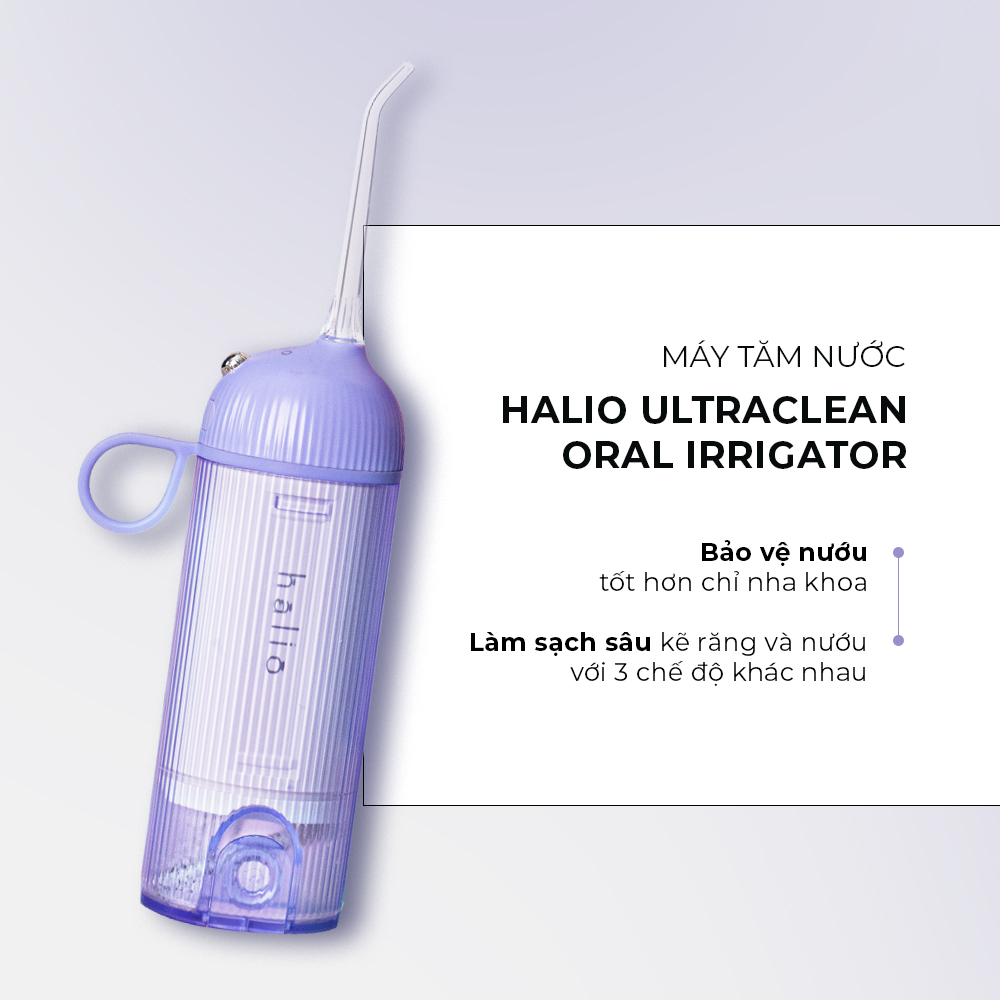 Máy tăm nước Halio Ultraclean Oral Irrigator giúp bảo vệ nướu tốt hơn chỉ nha khoa, làm sạch sâu răng và nướu với 3 chế độ khác nhau, nâng cao hiệu quả trong chăm sóc răng miệng.