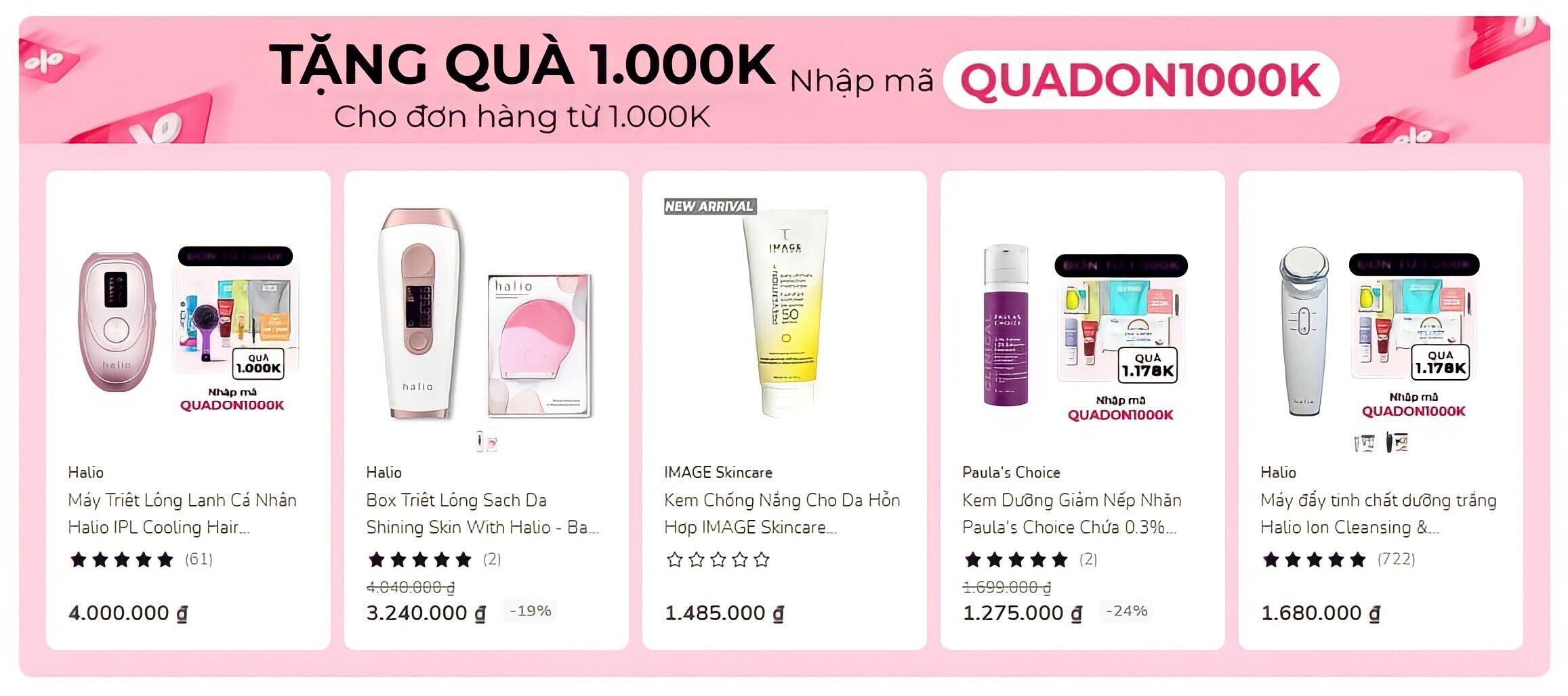 Tổng hợp các deal hấp dẫn GWP 9.9 tại Lixibox với ưu đãi tặng quà, giảm giá sản phẩm làm đẹp, máy triệt lông Halio và nhiều sản phẩm hot khác cho mùa sale Trung thu này. Nhập mã QUADON1000K để nhận quà giá trị!