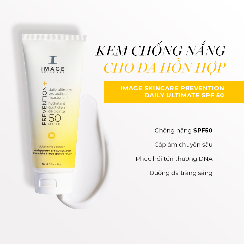 Kem chống nắng IMAGE Skincare Prevention Daily Ultimate SPF 50, cung cấp bảo vệ chuyên sâu với khả năng chống nắng SPF50, hỗ trợ khôi phục và nuôi dưỡng làn da, đặc biệt phù hợp cho da hỗn hợp. Tìm hiểu thêm về thương hiệu dược mỹ phẩm nổi bật này cùng với GWP 9.9 từ Lixibox.
