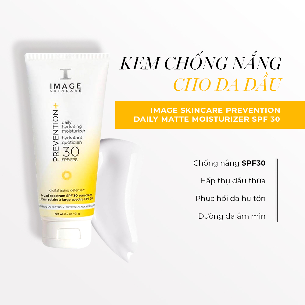 Kem chống nắng IMAGE Skincare Prevention Daily Matte Moisturizer SPF 30, với tác dụng chống nắng SPF30, hấp thụ dầu thừa. Đây là sản phẩm mới từ thương hiệu dược mỹ phẩm nổi tiếng, lý tưởng cho làn da dầu, phù hợp trong tháng 9 Lixibox.