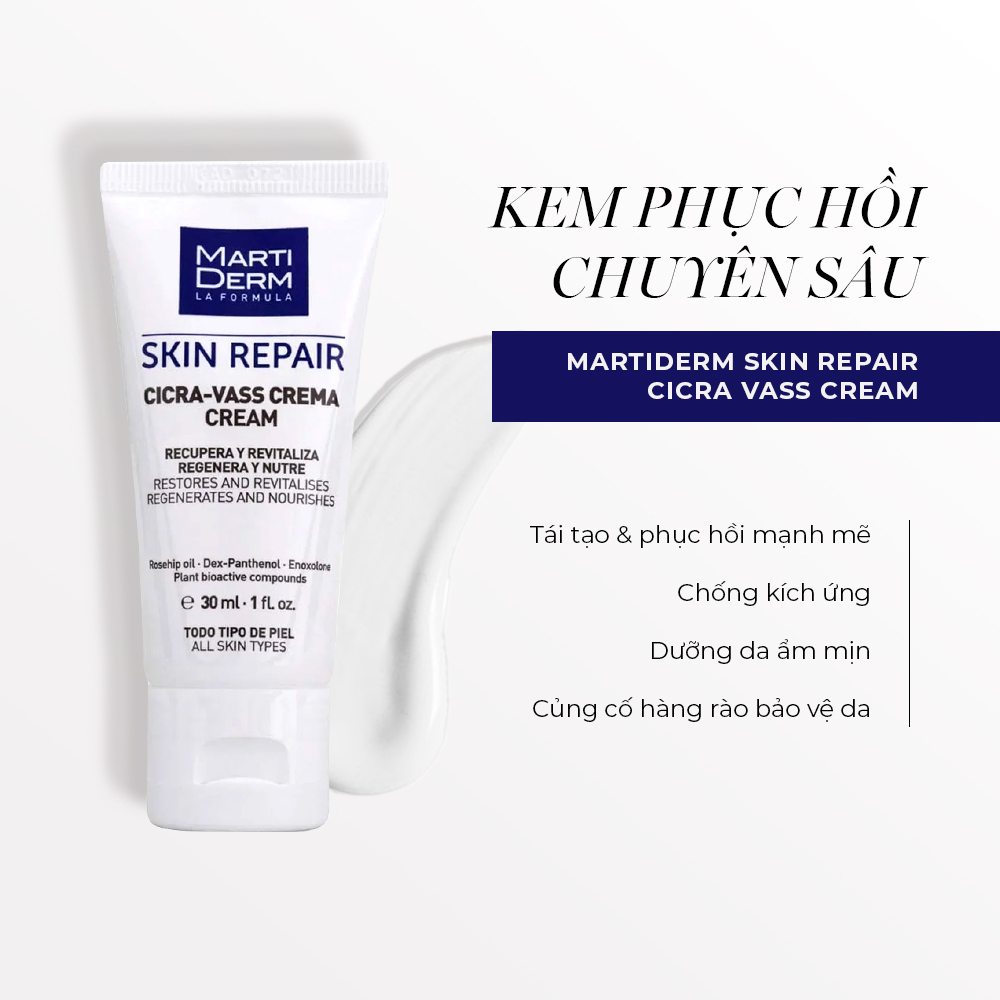 Kem phục hồi Martiderm Skin Repair Cicra Vass Cream với chiết xuất tự nhiên tái tạo và phục hồi mạnh mẽ, giúp chống kích ứng và dưỡng ẩm cho mọi loại da. Sản phẩm là sự lựa chọn tuyệt vời trong danh mục thương hiệu dược mỹ phẩm tại Lixibox tháng 9 này, kết hợp với chương trình khuyến mãi GWP 9.9 đừng bỏ lỡ!
