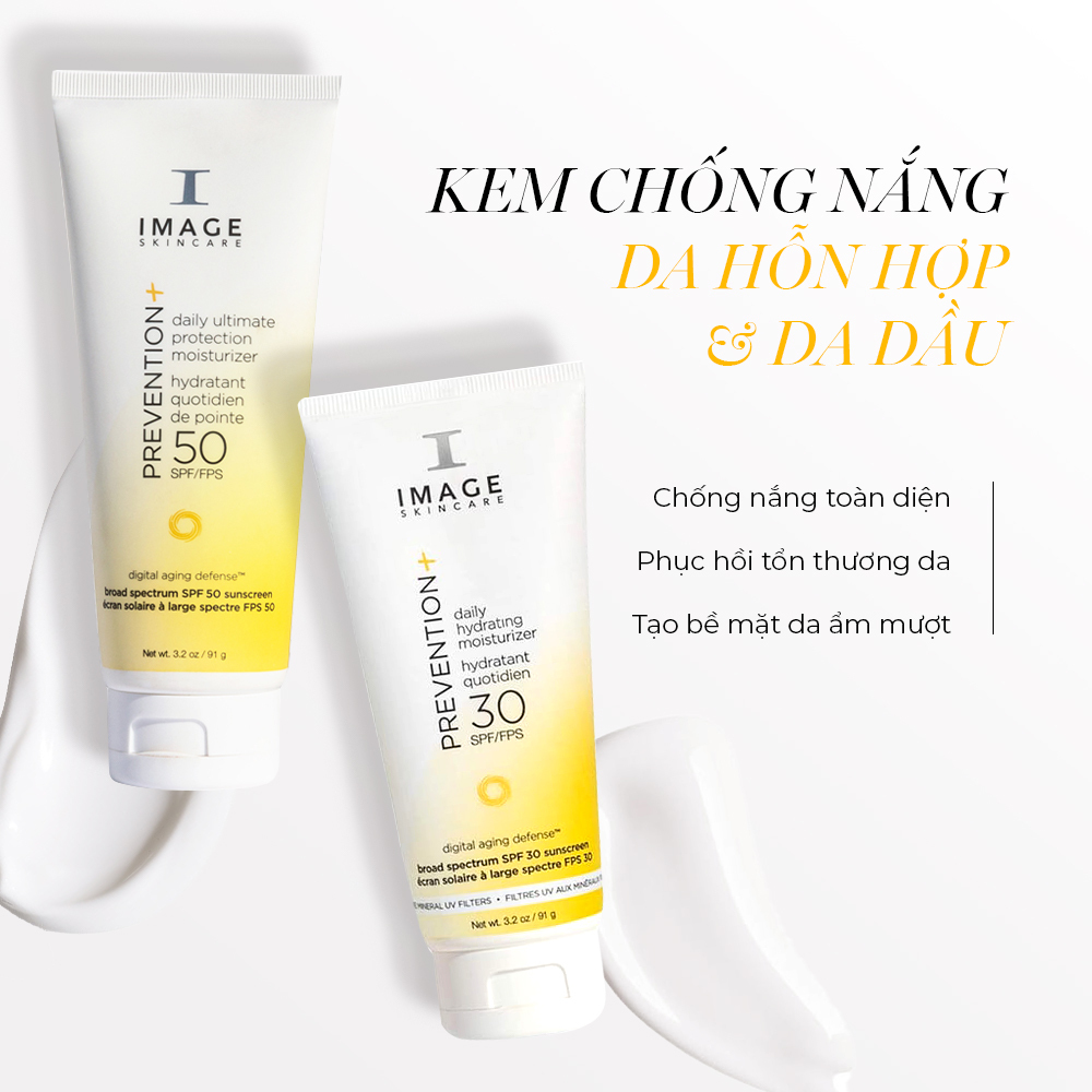 Kem chống nắng IMAGE Skincare dành cho da hỗn hợp và da dầu, giúp chống nắng toàn diện, phục hồi tổn thương da và tạo bề mặt da ẩm mượt, nhấn mạnh tác hại không dùng kem chống nắng qua hình ảnh cụ bà 92 tuổi.
