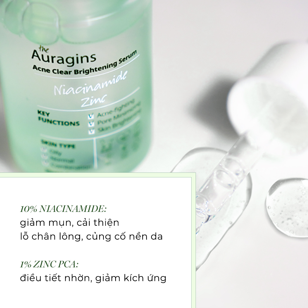Serum The Auragins 10% Niacinamide với Zinc hỗ trợ giảm mụn, cải thiện lỗ chân lông và làm sáng da. Đặc biệt phù hợp cho làn da nhạy cảm, giúp điều tiết nhờn và giảm kích ứng hiệu quả. Tìm hiểu ngay để nhận ưu đãi hấp dẫn tại Lixibox!