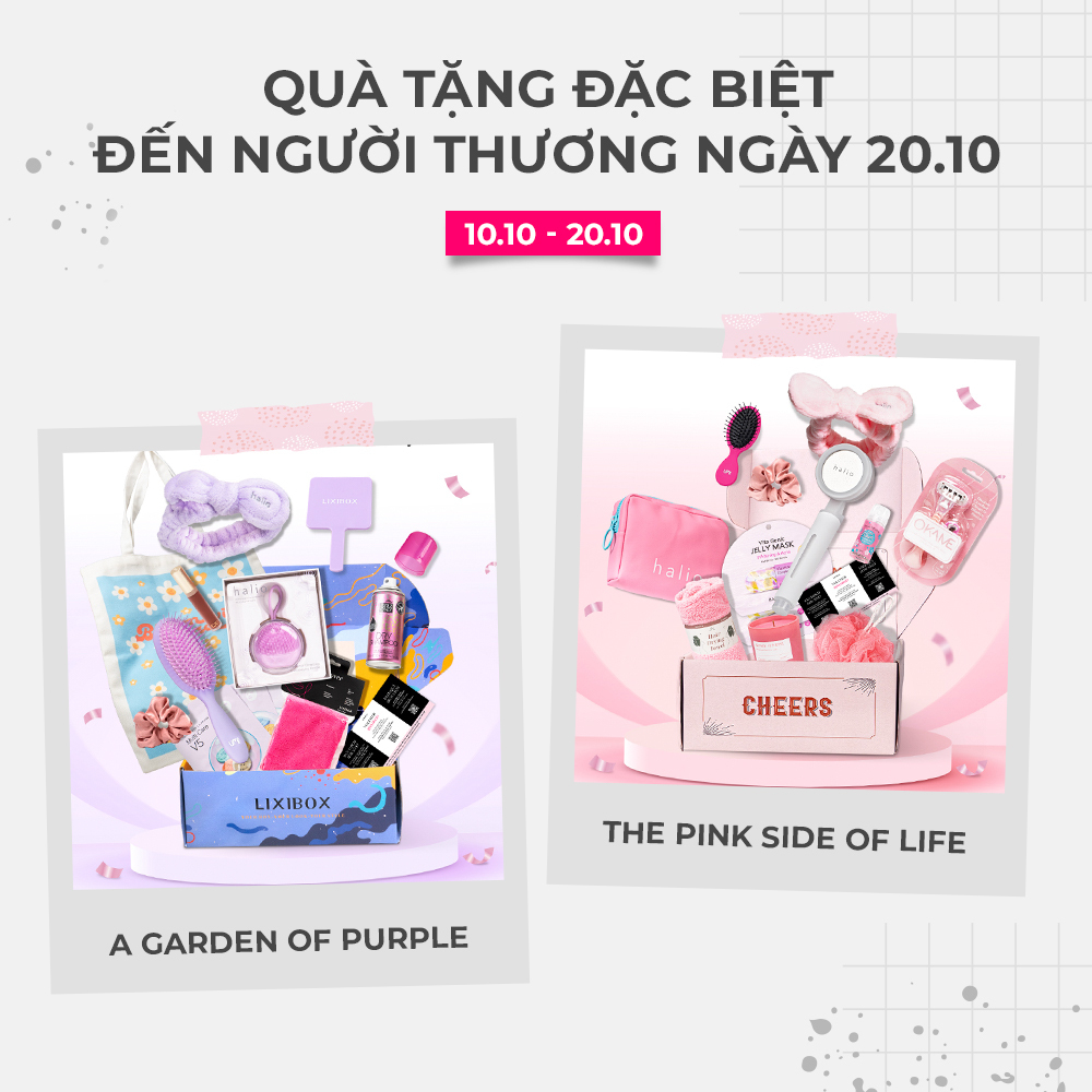 Quà tặng đặc biệt đến người thương ngày 20.10 từ Lixibox, gồm bộ sưu tập 'A Garden of Purple' và 'The Pink Side of Life'. Khám phá GWP Vietnam và những ý tưởng quà tặng phụ nữ thú vị, phù hợp cho dịp này.