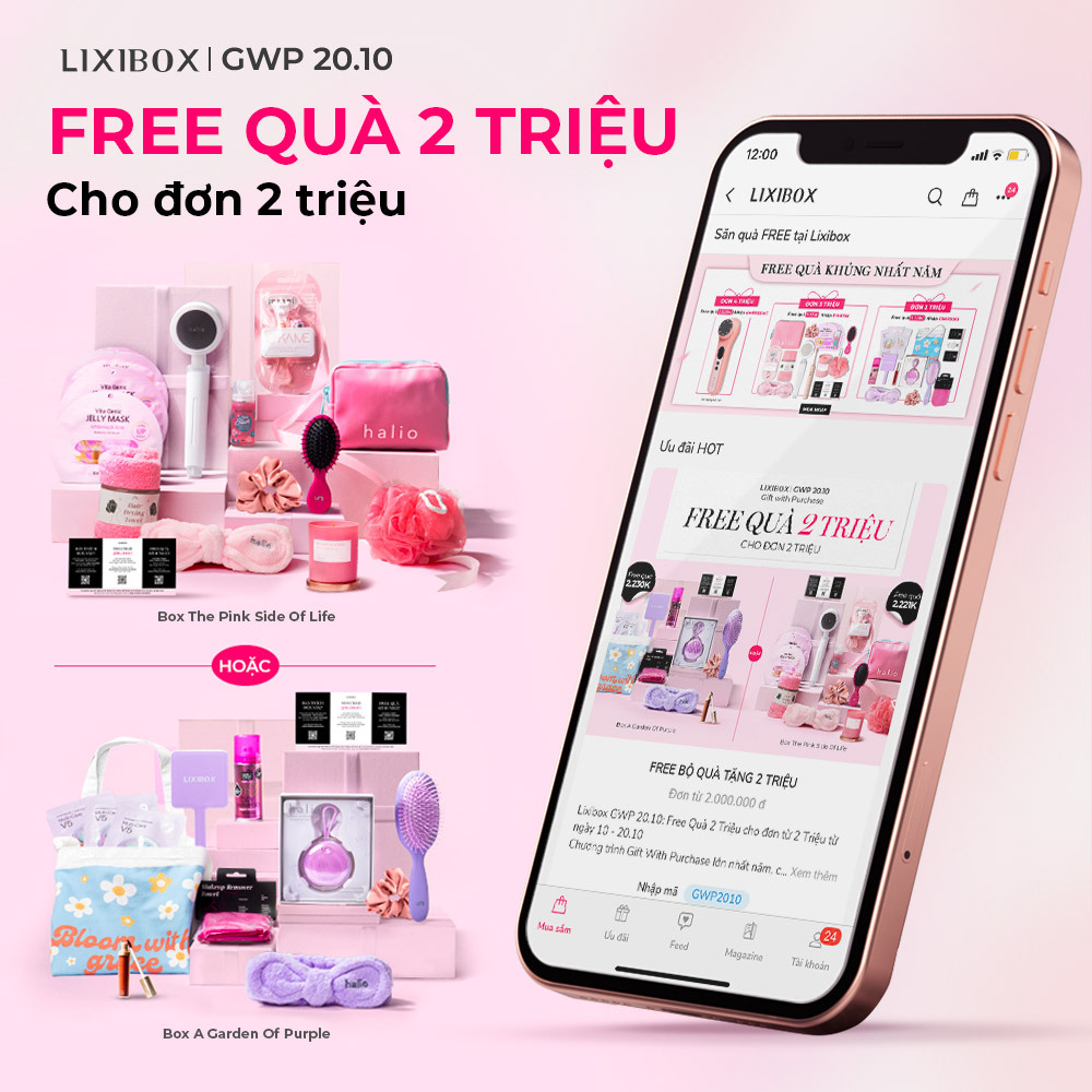 Lixibox GWP 20.10: Chương trình tặng quà trị giá 2 triệu đồng cho đơn hàng 2 triệu, với nhiều sản phẩm chất lượng từ thương hiệu chính hãng. Tham gia sắm sửa và trải nghiệm unboxing GWP Lixibox. Xem chi tiết sự kiện từ 10.10 đến 20.10.