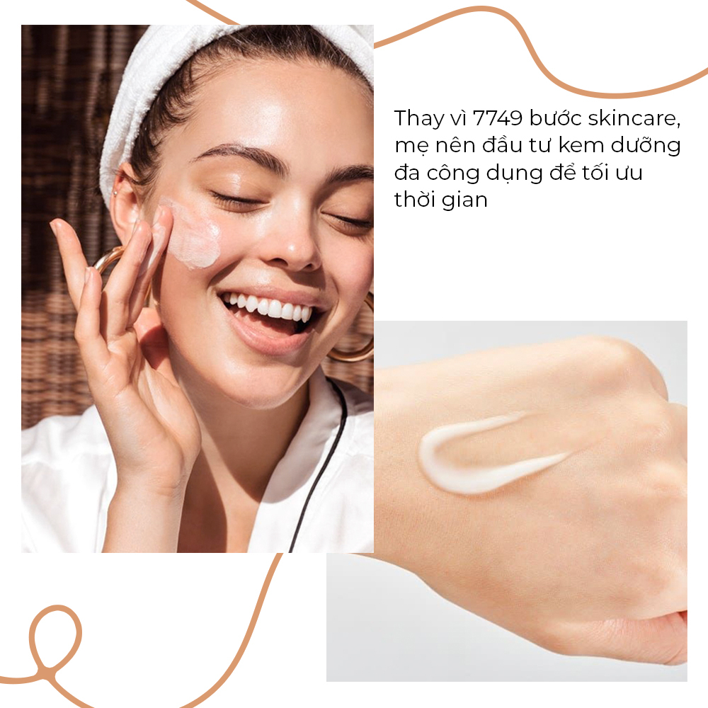 Cẩm nang làm đẹp cho mẹ bỉm sau sinh: Nên đầu tư vào kem dưỡng da có công dụng để tối ưu thời gian, giúp mẹ trẻ đẹp nhanh chóng chỉ trong 10 phút, phù hợp với lối sống bận rộn của mẹ và bé.