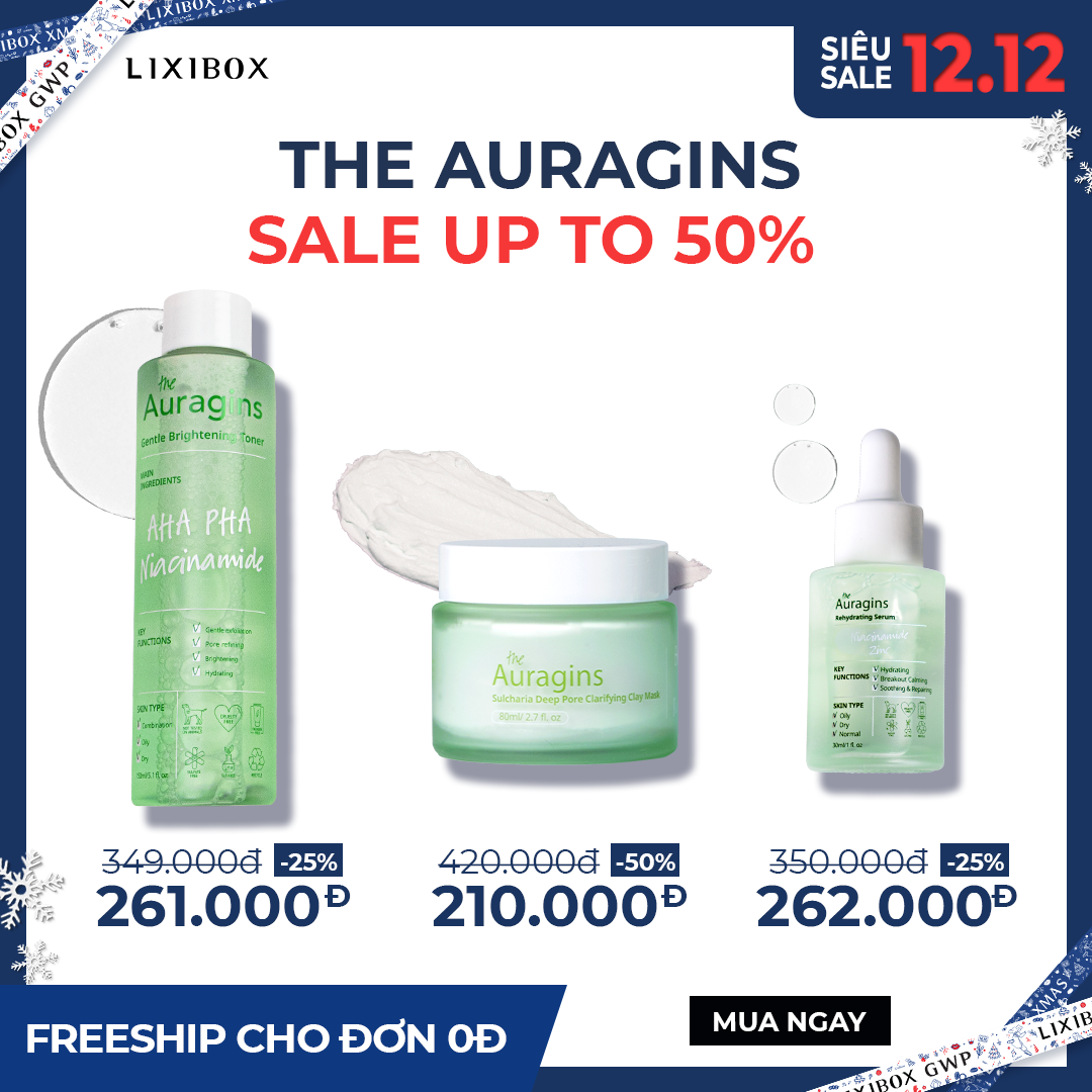 "Bão" sale cuối năm 2022 tại Lixibox: Giảm giá lên đến 60% cho các sản phẩm Auragins. Cơ hội săn sale vàng 12.12 với quà GWP trị giá đến 2 triệu đồng, cùng hưởng ưu đãi hấp dẫn trong dịp cuối năm.