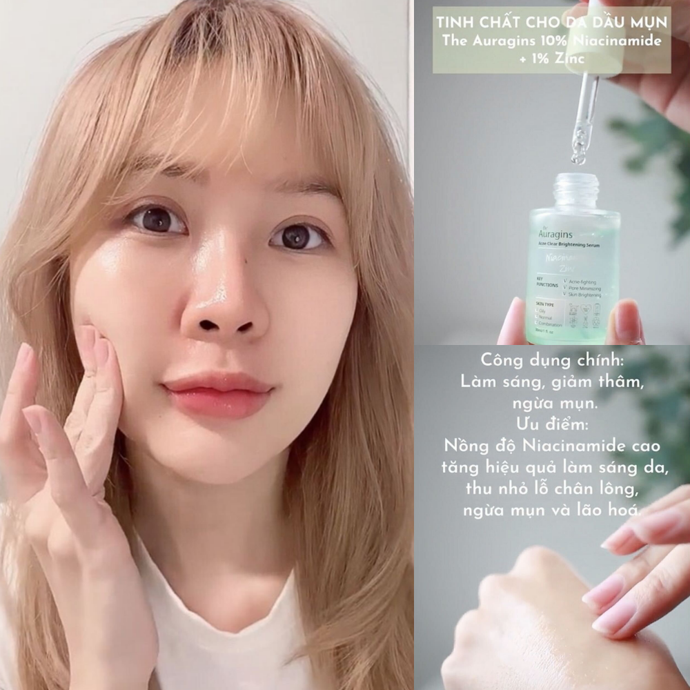 Bộ đôi serum The Auragins 10% Niacinamide & 1% Zinc mang lại hiệu quả làm sáng, giảm thâm và ngừa mụn. Sản phẩm phù hợp cho da dầu mụn, được yêu thích trong cộng đồng Beauty Blogger như Ling Sim, Trang Ash,... Xem thêm review serum The Auragins trên Lixibox.
