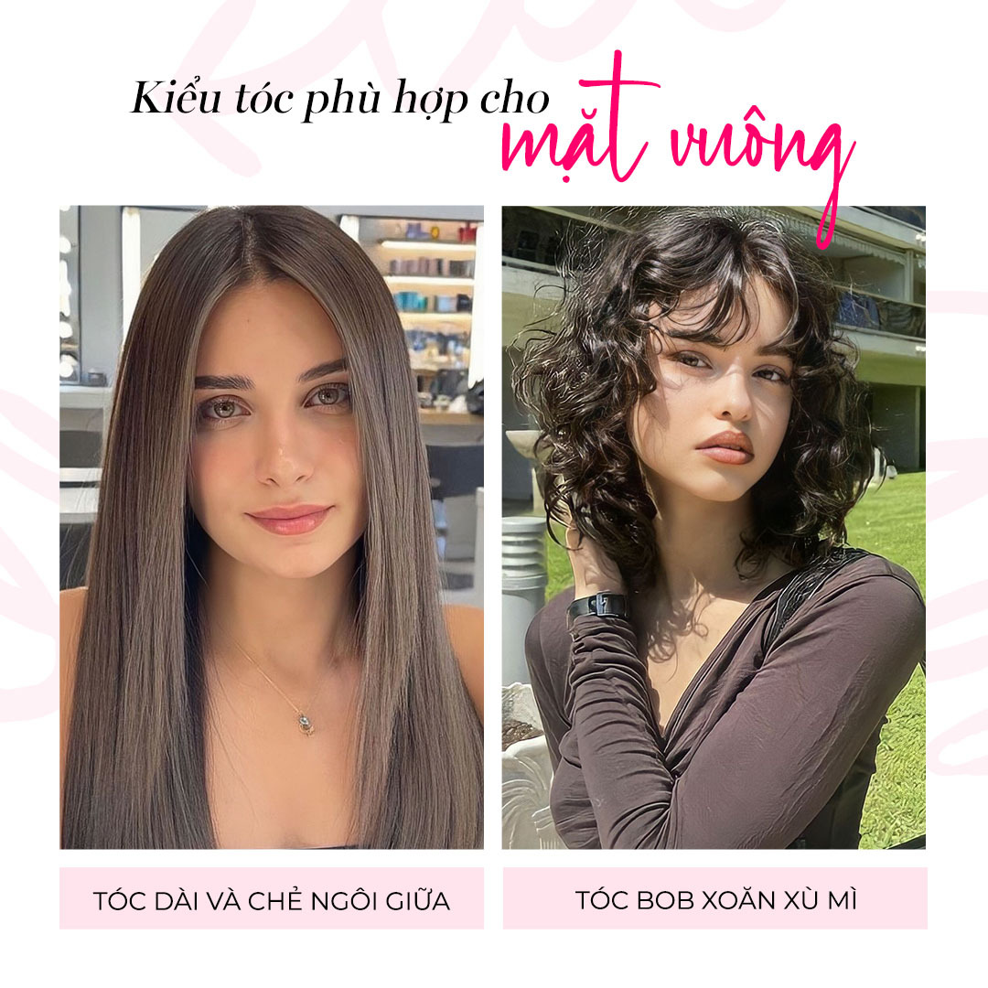 Bài viết từ Lixibox về các kiểu tóc phù hợp với gương mặt, bao gồm tóc dài lệch ngôi và tóc bob xoăn xù phù hợp cho người mặt vuông. Mẹo chọn kiểu tóc giúp che khuyết điểm và tôn lên vẻ đẹp, thích hợp cho dịp Tết 2023.