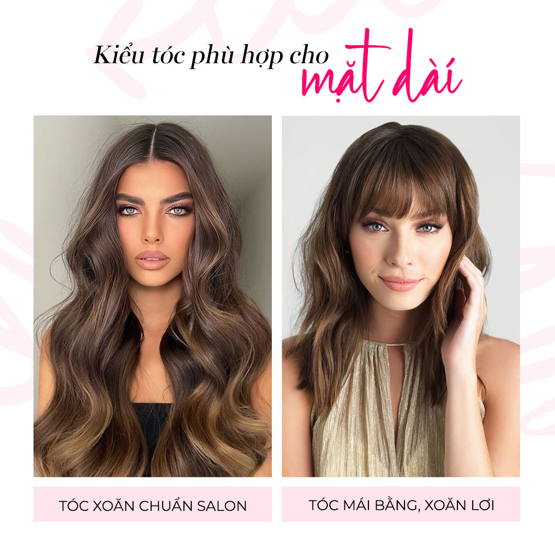Kiểu tóc phù hợp cho mặt dài gồm tóc xoăn chuẩn salon và tóc mái bằng, xoăn lơi. Khám phá các kiểu tóc nữ đẹp và mẹo hair care từ Lixibox Haircare để chọn lựa kiểu tóc che khuyết điểm, làm nổi bật gương mặt và xinh đẹp hơn.