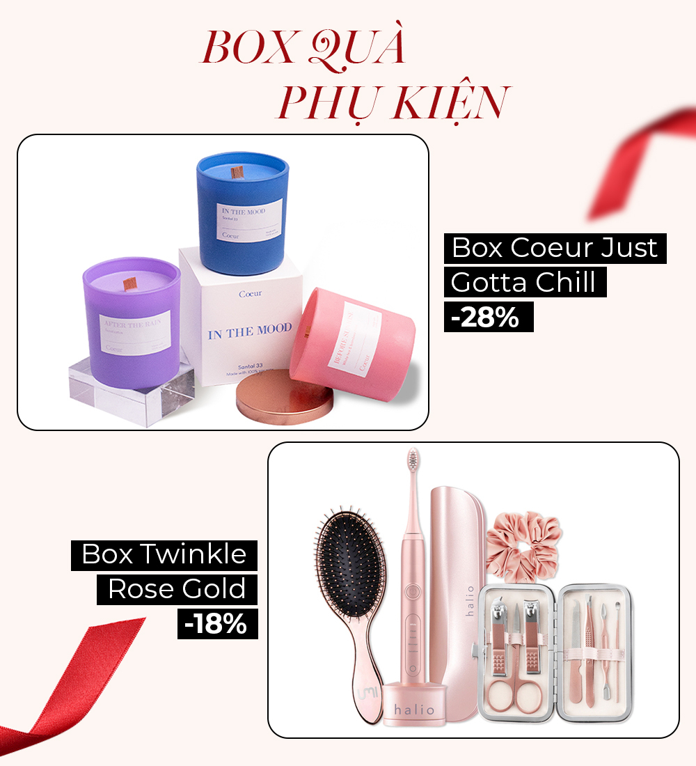 Bài viết về quà tặng Tết với các lưu ý khi mua, gợi ý hộp quà ý nghĩa từ Lixibox. Khám phá các sản phẩm như Box Coeur Just Gotta Chill và Box Twinkle Rose Gold, cùng chương trình khuyến mãi hấp dẫn lên đến 45%. Tìm hiểu cách thể hiện tình cảm qua quà tặng ý nghĩa trong dịp lễ.