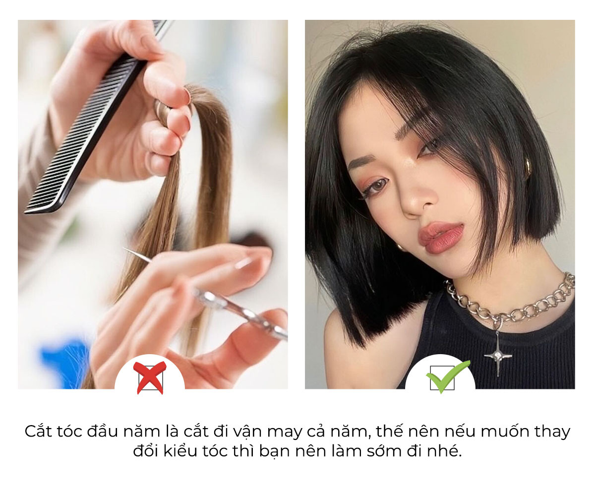 Cẩm nang mùa Tết cho tín đồ làm đẹp từ Lixibox chỉ ra rằng cắt tóc vào đầu năm sẽ mang lại vận may. Nếu muốn thay đổi kiểu tóc, hãy thực hiện sớm để tránh rủi ro cho cả năm. #Tết #LixiboxFashion #điềukiêngkỵngàyTết