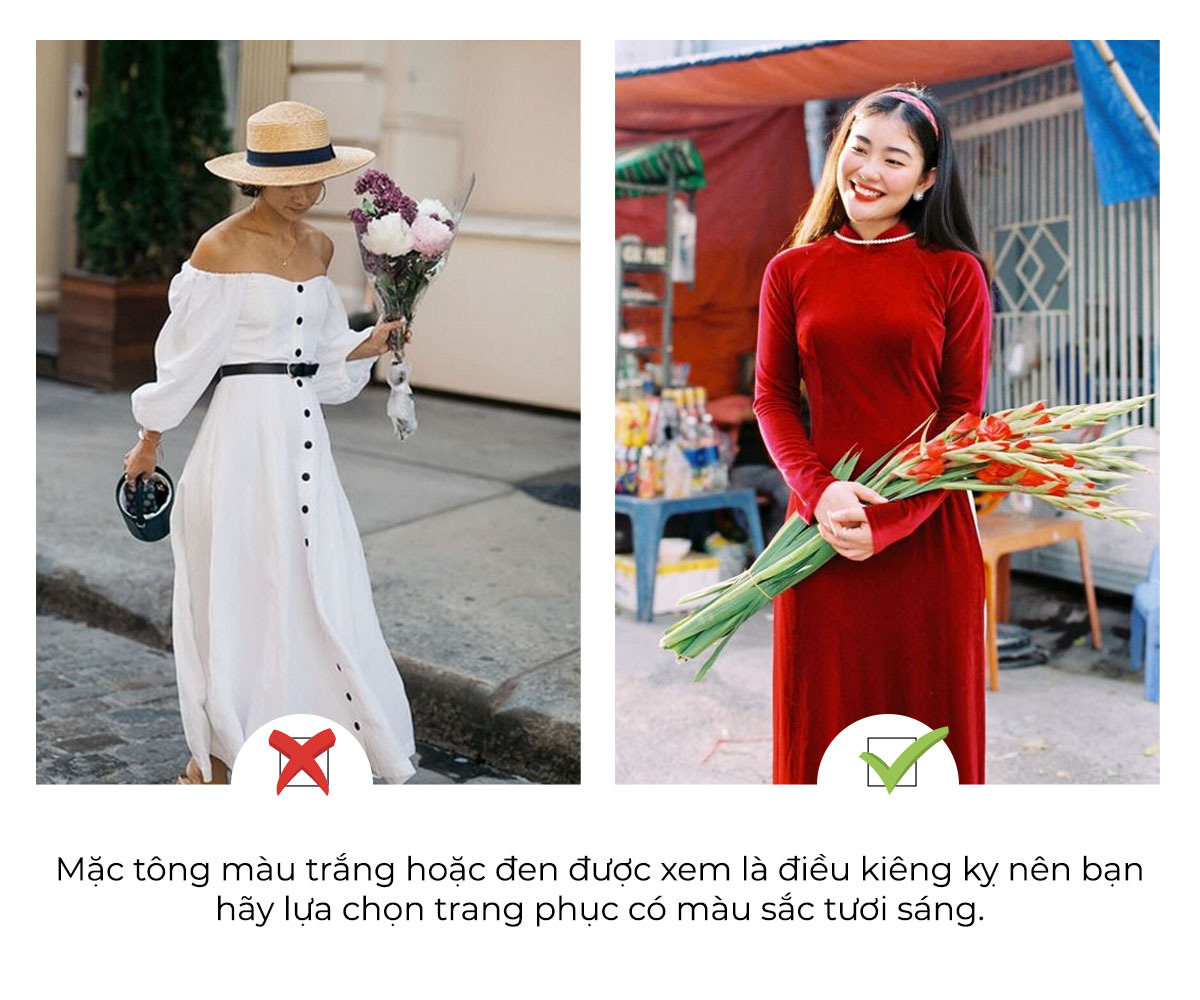 Cẩm nang Tết cho tín đồ làm đẹp: Mặc tông màu trắng hoặc đen là điều kiêng kỵ nên chọn trang phục màu sắc tươi sáng để mang lại may mắn cho cả năm với Lixibox Fashion.