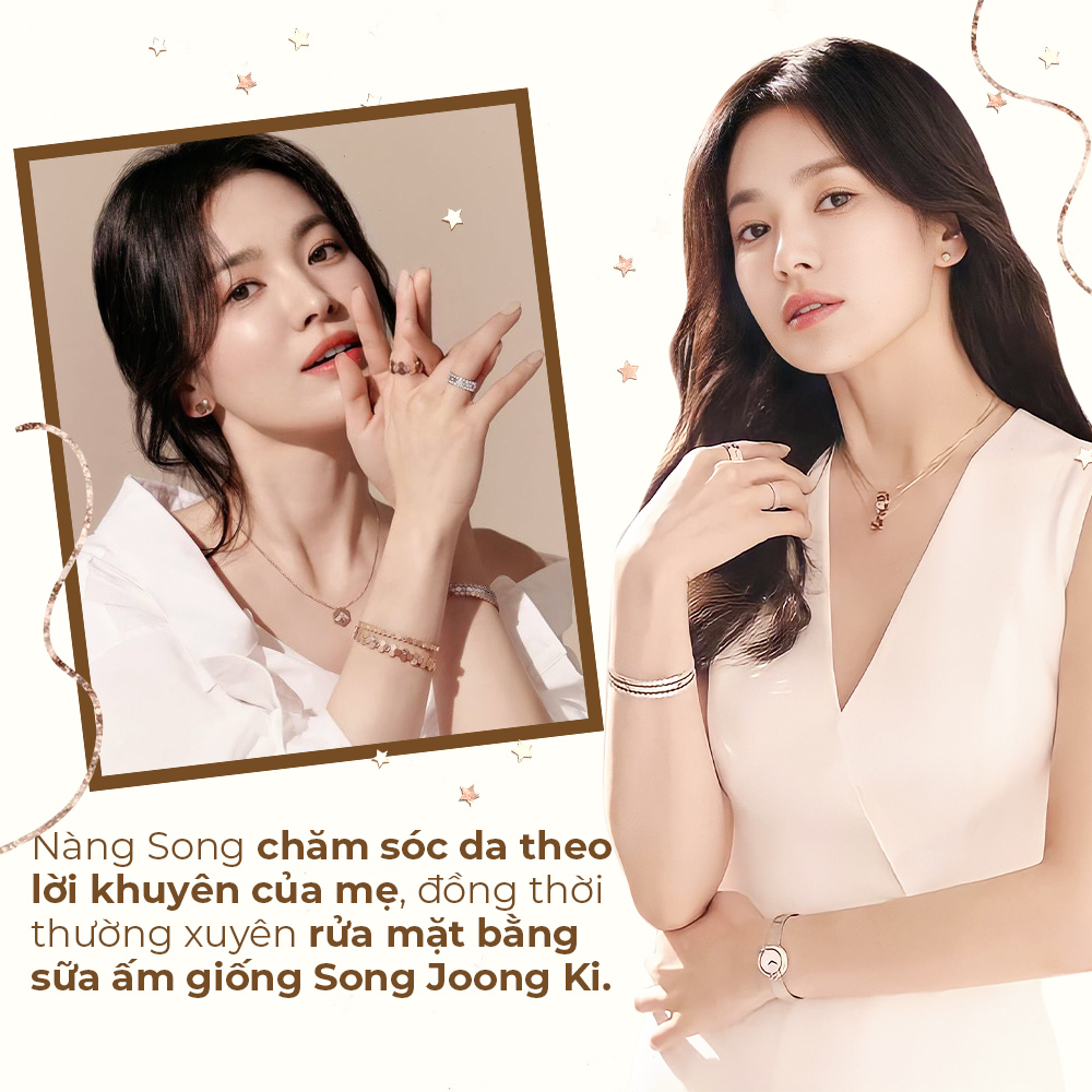 Song Hye Kyo chia sẻ bí quyết chăm sóc da và giữ gìn sắc đẹp, nhấn mạnh vào việc rửa mặt bằng sữa ấm. Nữ diễn viên The Glory luôn giữ gìn làn da trắng mịn và vóc dáng thanh mảnh ở tuổi 42.