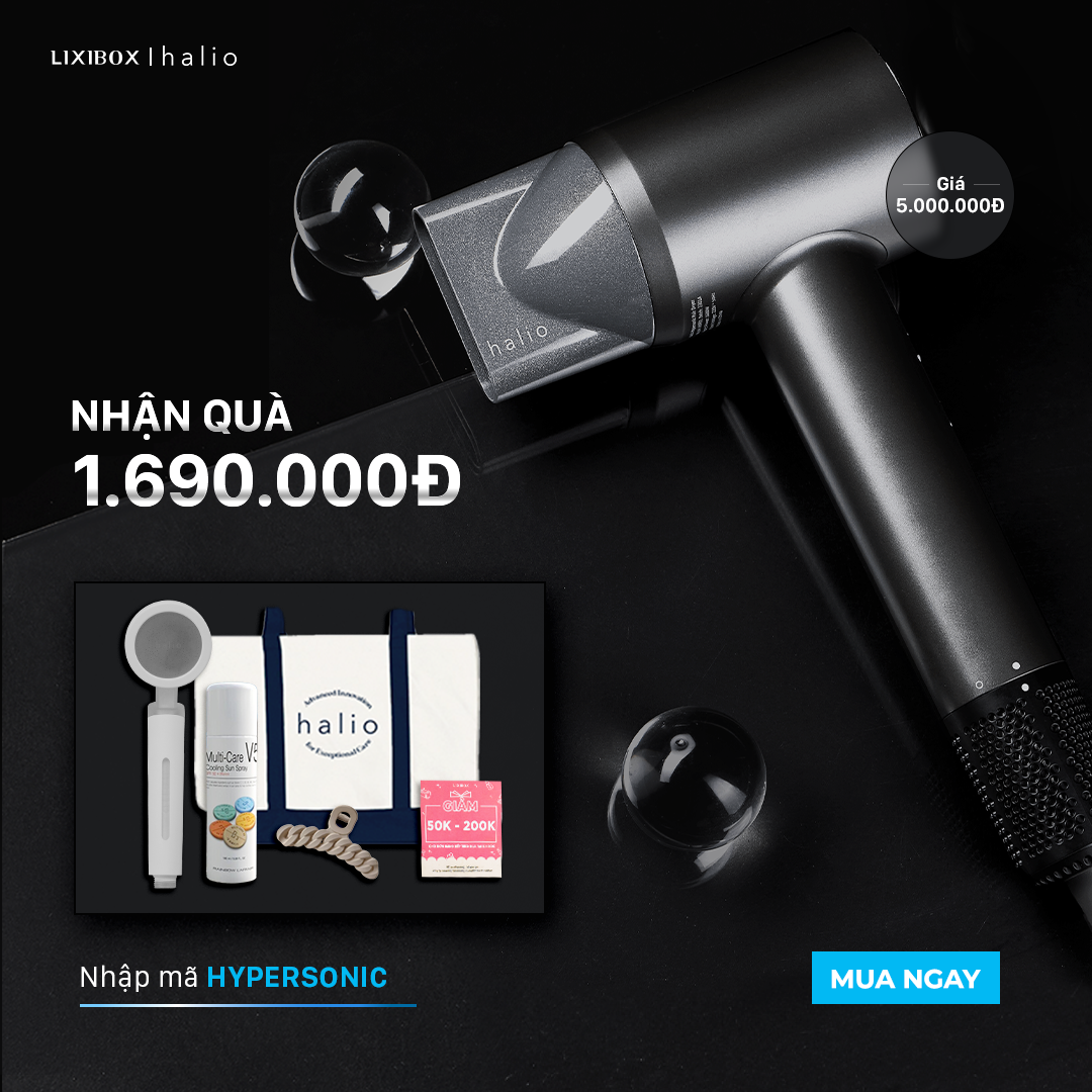 Máy sấy tóc Halio Hypersonic được giới thiệu tại Việt Nam, với khả năng sấy tóc nhanh gấp 2 lần, bảo vệ da đầu, thiết kế công thái học và tiếng ồn thấp. Khuyến mãi hấp dẫn nhận quà trị giá 1.690.000đ khi nhập mã HYPERSONIC. Xem thêm trên Lixibox!