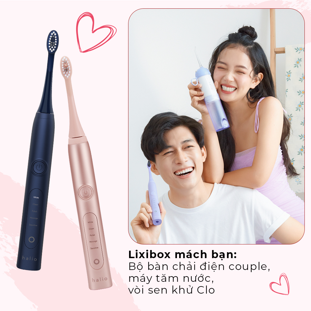 Bộ đôi bàn chải điện Halio Couple và máy tăm nước cho các cặp đôi, gợi ý quà tặng ý nghĩa mùa Valentine từ Lixibox, phù hợp cho cả yêu xa và yêu gần, giúp hâm nóng tình cảm.