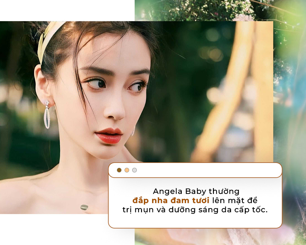 Angela Baby thường đắp nha đam tươi lên mặt để trị mụn và dưỡng sáng da cấp tốc. Khám phá bí quyết dưỡng da từ các mỹ nhân Hoa ngữ như Địch Lệ Nhiệt Ba, Dương Mịch, Phạm Băng Băng và Châu Tấn để có làn da "đẹp như hoa".