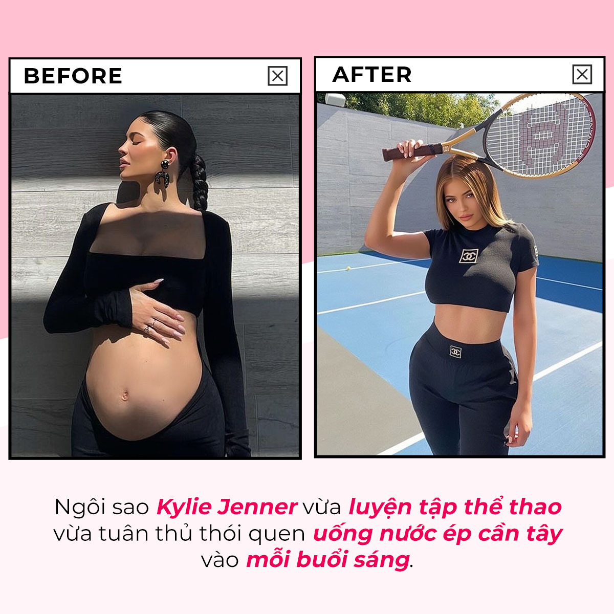 Ngôi sao Kylie Jenner đã giảm cân sau sinh thành công với việc luyện tập thể thao và uống nước ép cần tây mỗi buổi sáng, chia sẻ bí quyết giảm cân hiệu quả cho mẹ bỉm sữa. Khám phá thêm bí kíp giảm cân sau sinh an toàn của sao Hollywood tại Lixibox Mom & Baby.