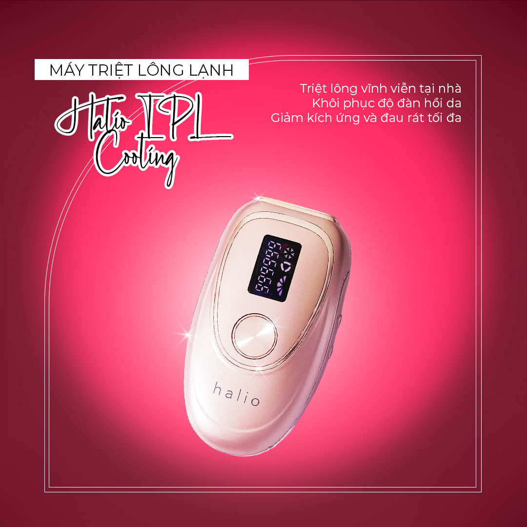 Máy triệt lông lạnh Halio IPL Cooling, giúp triệt lông vĩnh viễn tại nhà, khôi phục độ ẩm cho da, giảm kích ứng và đau hiệu quả. Gợi ý mua quà 8/3 hoàn hảo cho phụ nữ.