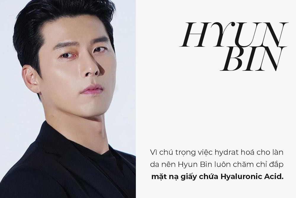 Hyun Bin chia sẻ bí quyết dưỡng da, nhấn mạnh tầm quan trọng của việc giữ ẩm bằng mặt nạ chứa Hyaluronic Acid, một trong nhiều mẹo skincare nổi bật của nam giới như Jungkook và Park Seo Joon.