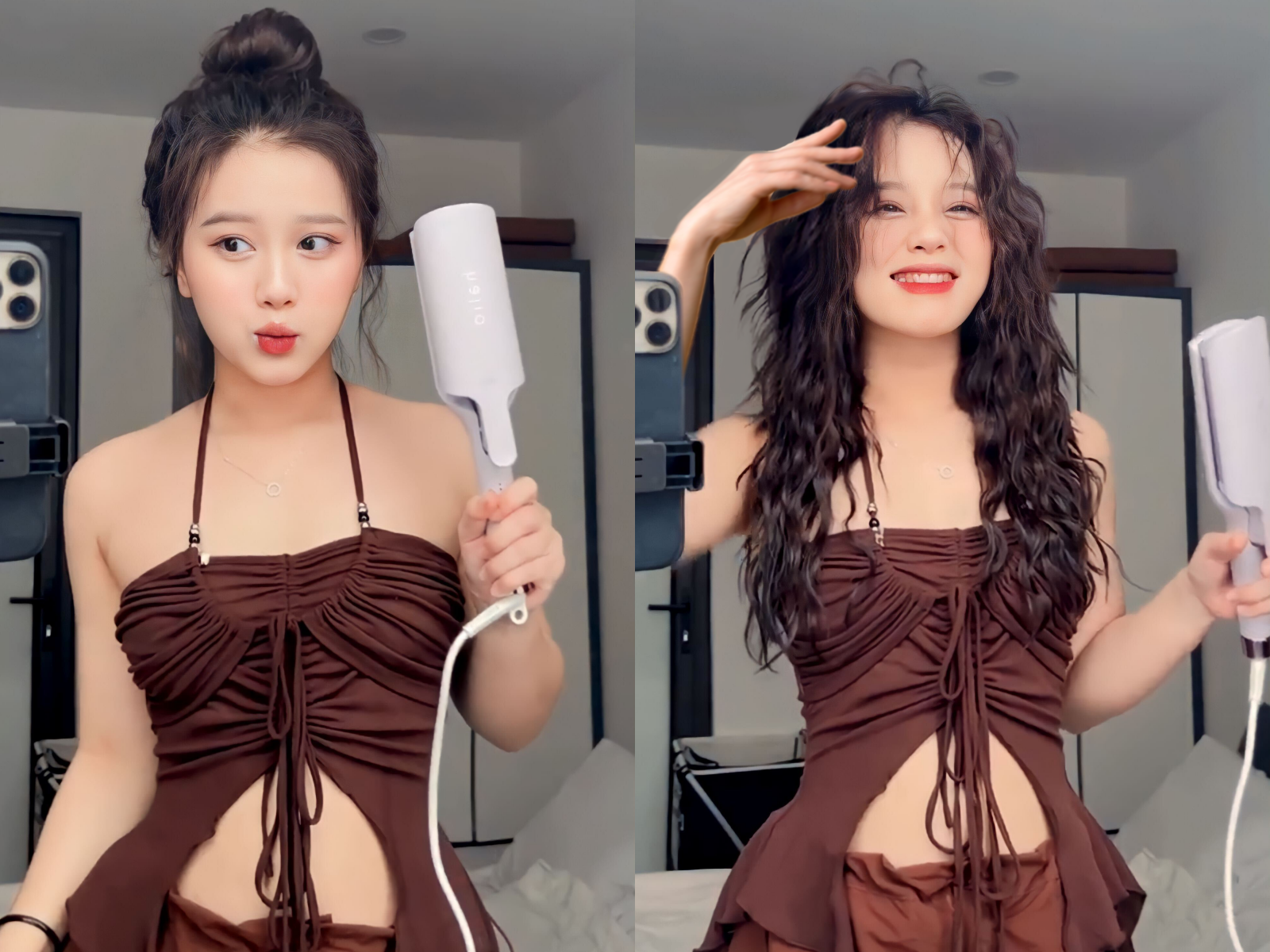 Quỳnh Thi, Hoa Mỹ và Hàn Hằng chia sẻ bí quyết uốn tóc xoăn phồng mượt tại nhà với máy uốn tóc Halio Premium tiện lợi, giúp tạo kiểu nhanh gọn mà vẫn giữ được độ khỏe cho tóc. Khám phá cách các cô nàng này sử dụng Máy Uốn Sóng Ion Âm Halio InstaGlam Premium và Máy Uốn Tóc Tự Xoay Ion Âm Halio InstaCurl Premium.