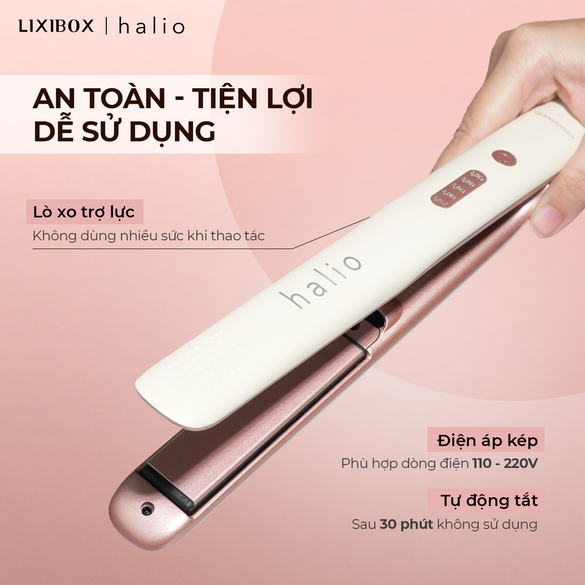 Lixibox Halio vừa cho ra mắt máy duỗi uốn Halio với công nghệ Nano Ion, an toàn và tiện lợi. Sản phẩm tích hợp 2 trong 1 với thiết kế thời thượng, tự động tắt sau 30 phút không sử dụng. Bạn đừng hỏi giá vì đây là "hàng tặng không bán".