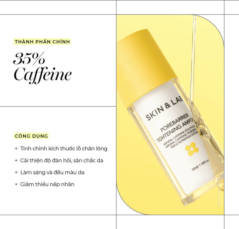 Serum dưỡng trắng Skin & Lab với thành phần 35% caffeine, giúp cải thiện tình trạng lỗ chân lông, tăng độ đàn hồi và làm sáng màu da. Khám phá Top 6 serum dưỡng trắng da nổi bật được đại diện cộng đồng làm đẹp yêu thích trên Lixibox Magazine.
