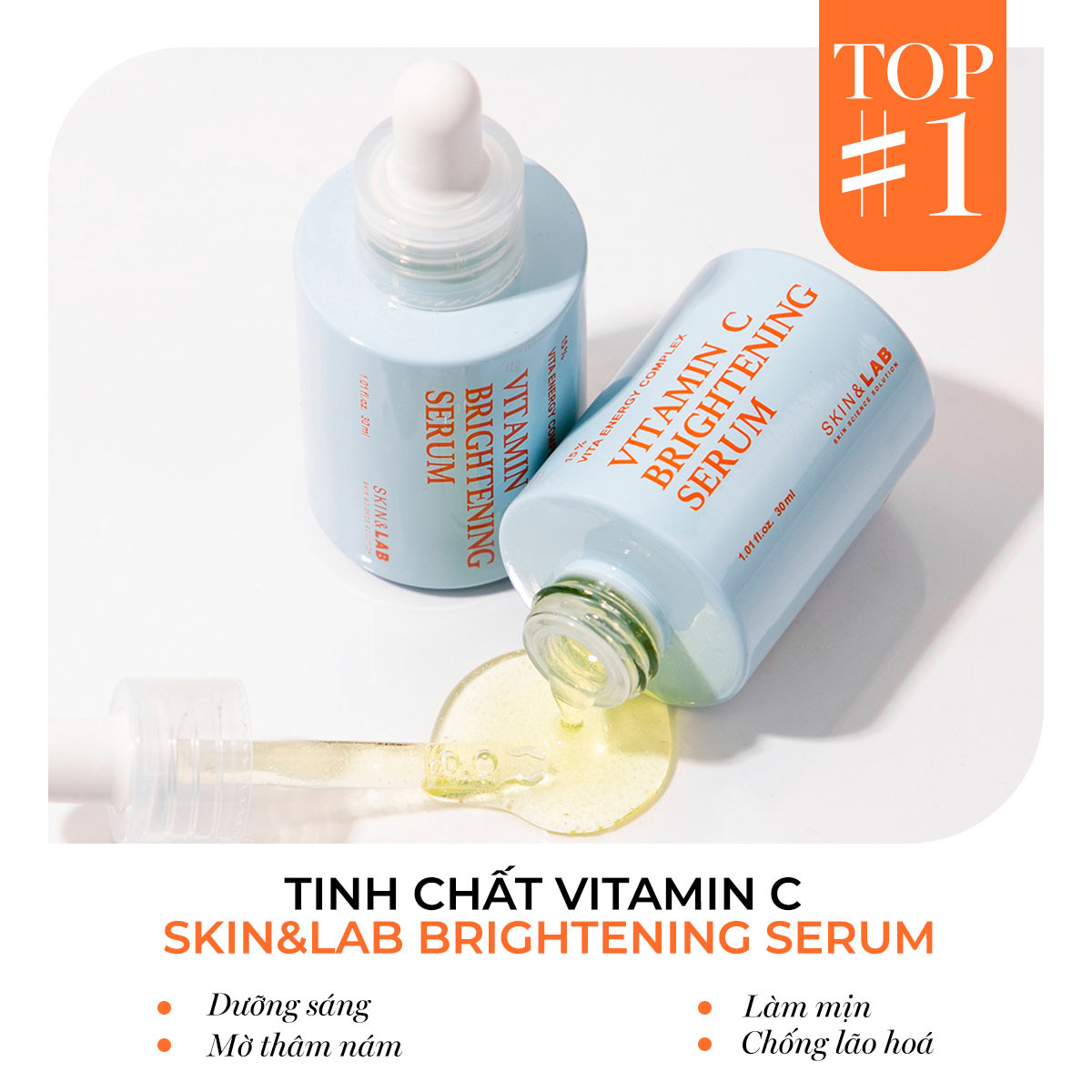 Tinh Chất Vitamin C SKIN&LAB Brightening Serum nổi bật với công dụng dưỡng sáng, mờ thâm nám, làm mịn và chống lão hóa. Sản phẩm từ thương hiệu mỹ phẩm Hàn Quốc SKIN&LAB, được nhiều tín đồ làm đẹp yêu thích và lựa chọn.