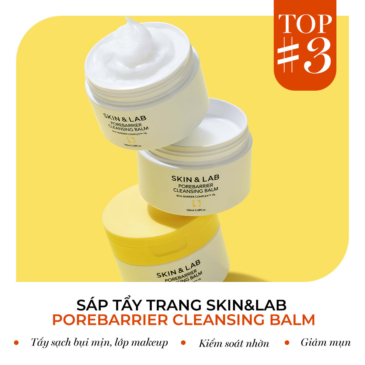 Sáp tẩy trang SKIN&LAB Porebarrier Cleansing Balm, sản phẩm đứng thứ 3 trong top sản phẩm yêu thích, giúp làm sạch bụi bẩn và lớp makeup, đồng thời kiểm soát nhờn và giảm mụn. Khám phá thương hiệu mỹ phẩm Hàn Quốc SKIN&LAB cùng Lixibox.