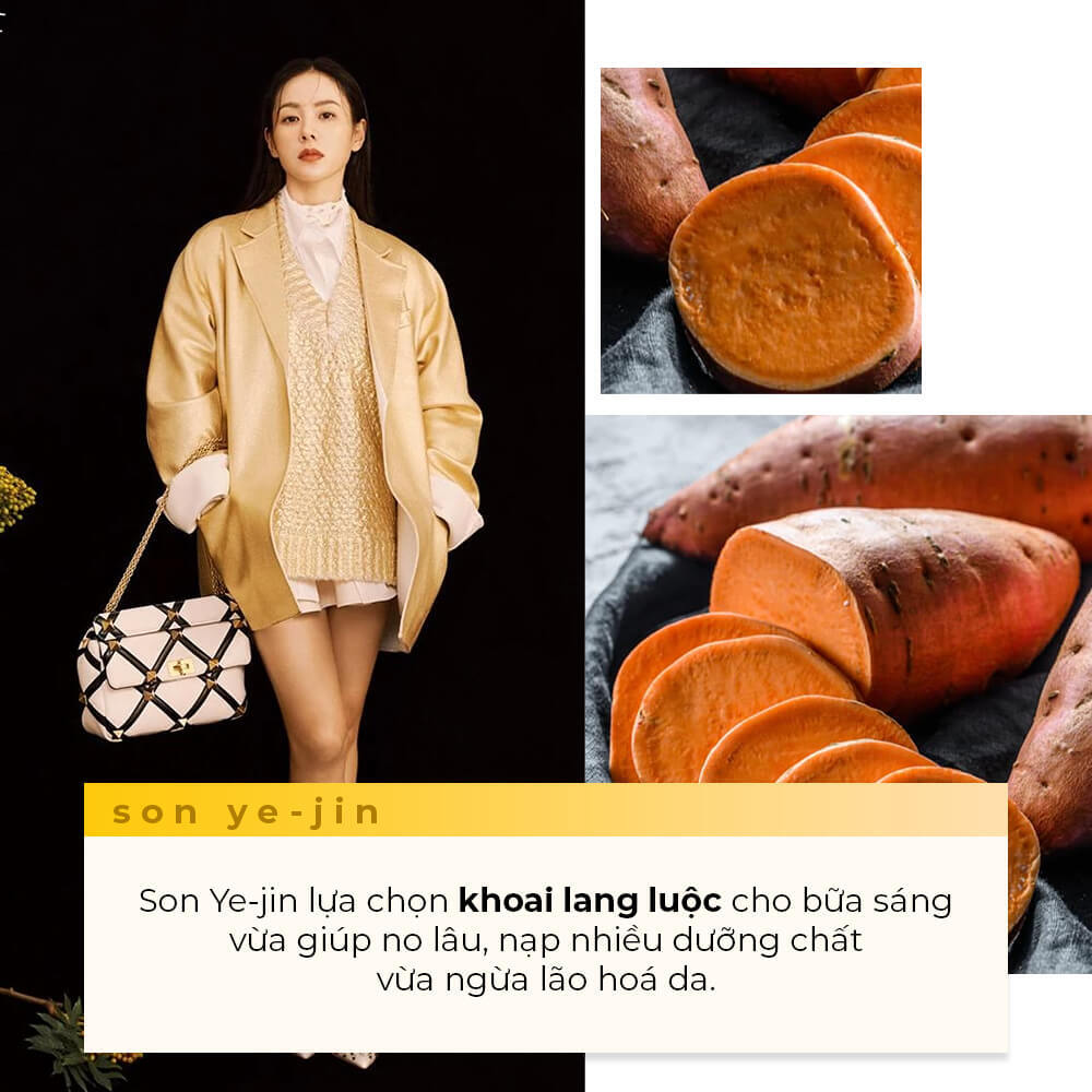 Son Ye-jin chọn khoai lang luộc cho bữa sáng vừa giúp no lâu, nạp nhiều dưỡng chất và ngừa lão hóa da. Tìm hiểu thực đơn giảm cân của sao Hàn với Lixibox Magazine.