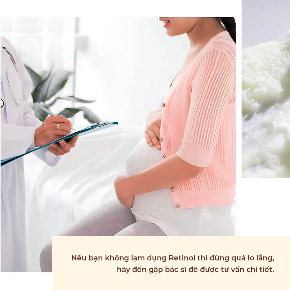 Bác sĩ đang tư vấn cho mẹ bầu về việc sử dụng Retinol và thành phần thay thế Retinol an toàn trong chu trình skincare. Nội dung bài viết từ Lixibox cung cấp thông tin chi tiết giúp mẹ bầu an tâm khi chăm sóc da.