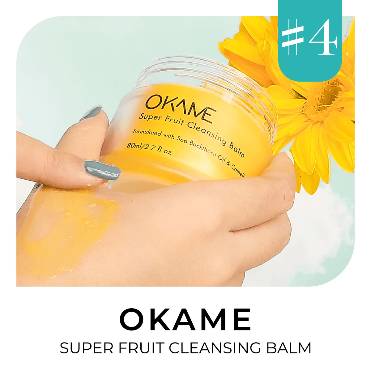 Sáp tẩy trang OKAME Super Fruit Cleansing Balm với chiết xuất từ dầu hạt nên và cam kết sạch da, bảo vệ làn da nhờ khả năng tẩy trang hiệu quả, phù hợp cho những tín đồ làm đẹp yêu thích sự an toàn và tự nhiên.