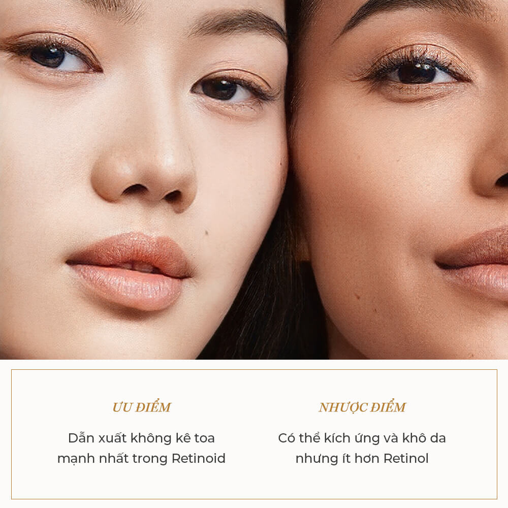 Bài viết xếp hạng 4 dẫn xuất Retinoid, nhấn mạnh ưu điểm và nhược điểm của các thành phần trong nhóm, bao gồm Retinol, Tretinoin, retinaldehyde và retinyl palmitate, giúp tối ưu hiệu quả dưỡng da.