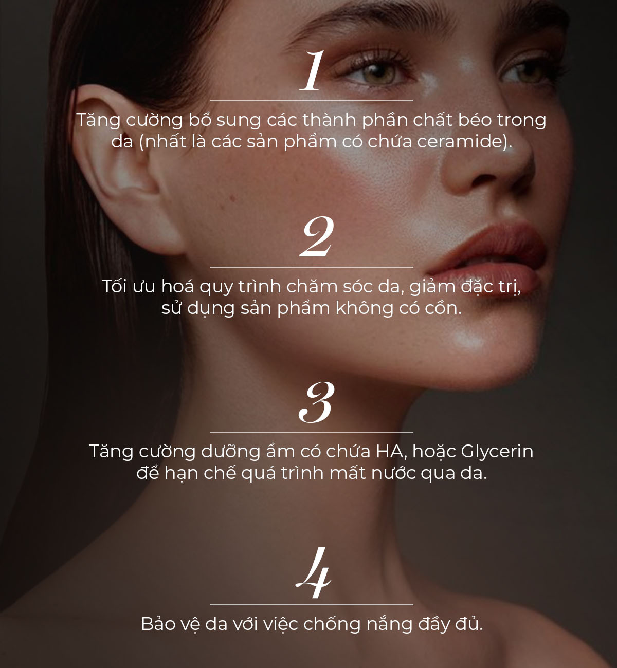 Các bước chăm sóc da để củng cố hàng rào bảo vệ da: 1. Tăng cường bổ sung các thành phần chất béo, 2. Tối ưu hóa quy trình chăm sóc, 3. Tăng cường dưỡng ẩm với HA/Glycerin, 4. Bảo vệ da khỏi tác động bên ngoài. Khám phá xu hướng làm đẹp 2023 cùng Lixibox!