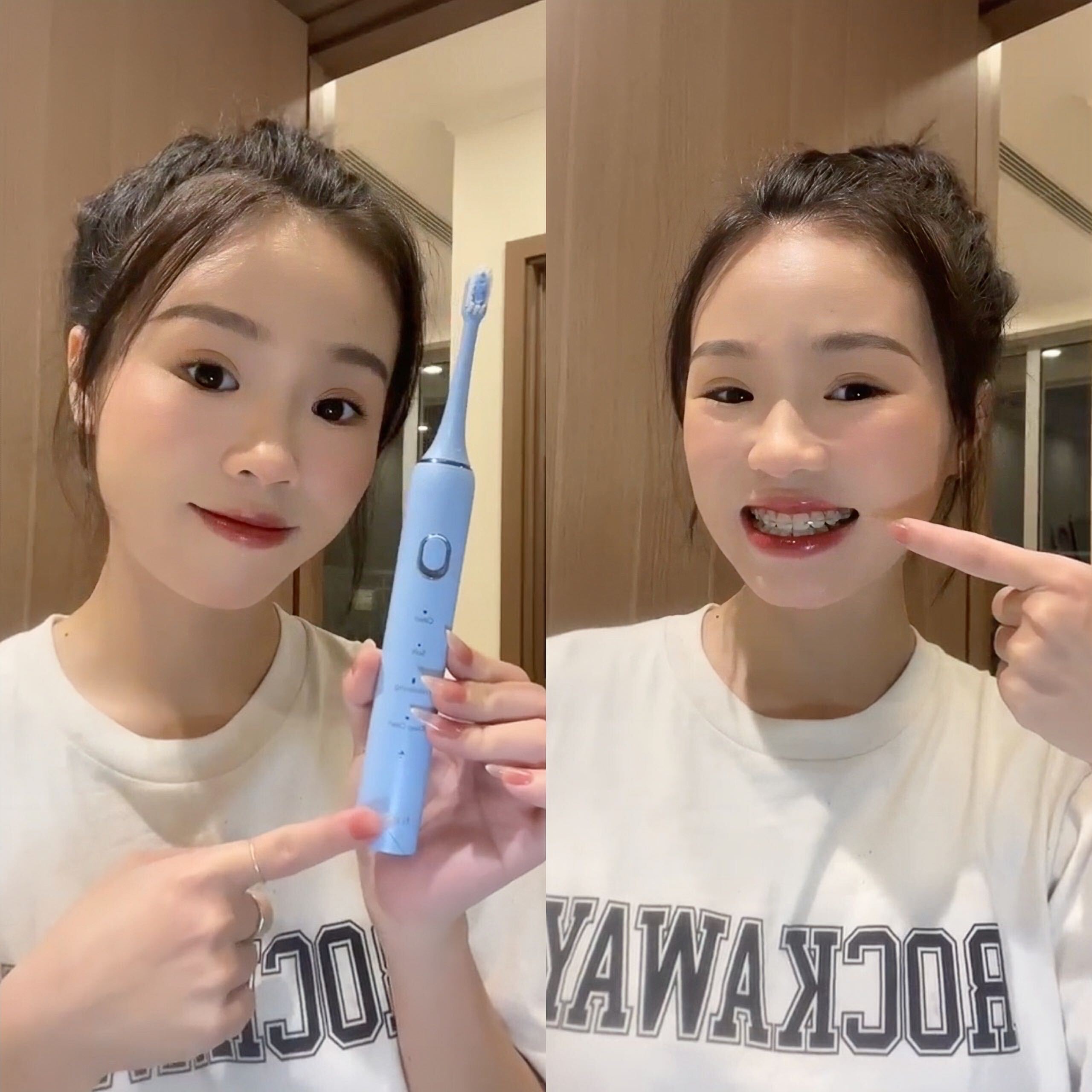 Gái xinh hài lòng với bàn chải điện Halio Sonic SmartClean. Bài viết trên Lixibox review bàn chải điện Halio, tính năng vượt trội giúp loại bỏ ố vàng và viêm nướu, đáng mua cho sức khỏe răng miệng.