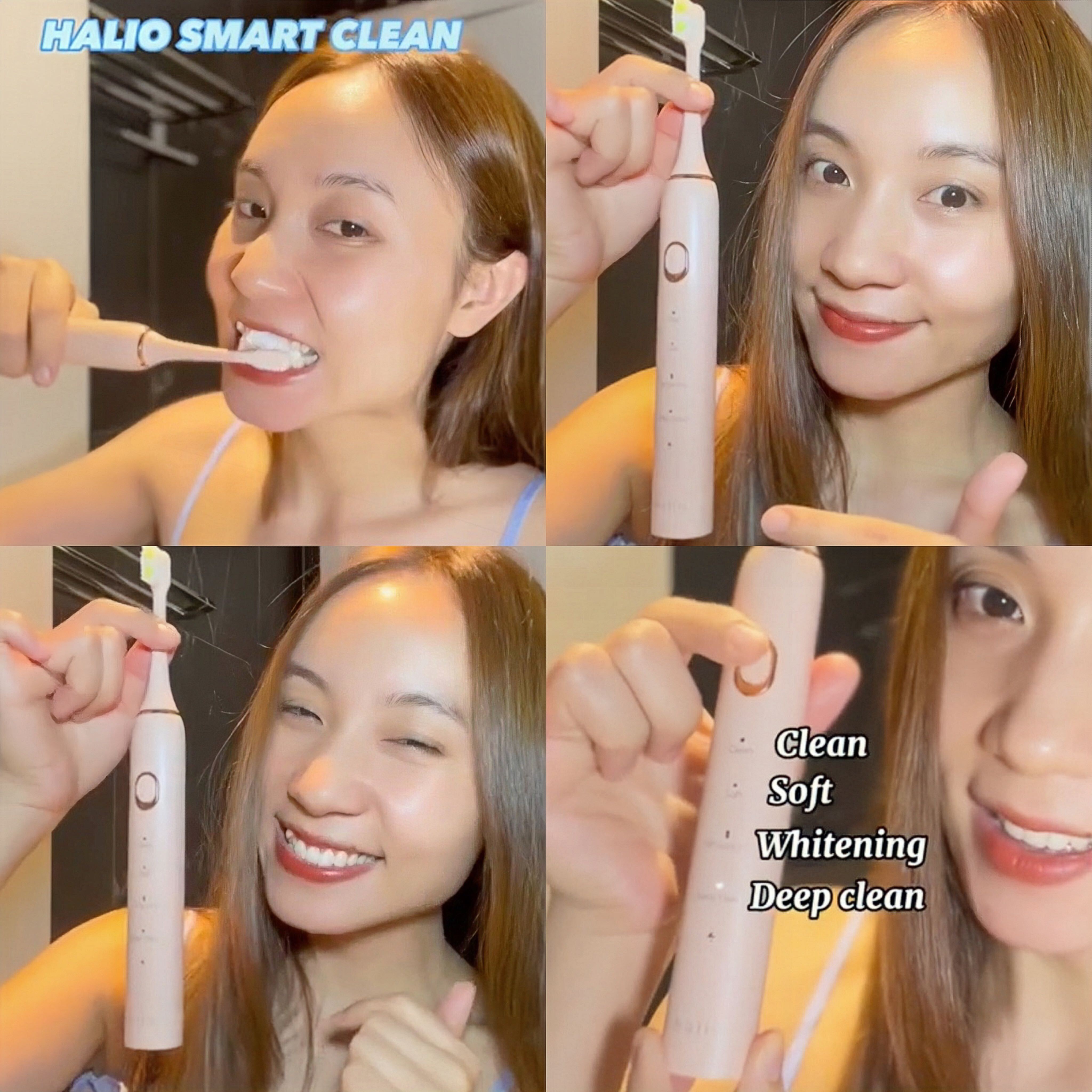 Gái xinh sử dụng bàn chải điện Halio Sonic SmartClean, tận hưởng trải nghiệm chăm sóc răng miệng hiệu quả với tính năng làm trắng và làm sạch sâu. Khám phá review bàn chải điện Halio tại Lixibox để biết thêm lý do tại sao sản phẩm này lại trở thành lựa chọn đáng giá cho sức khỏe răng miệng.