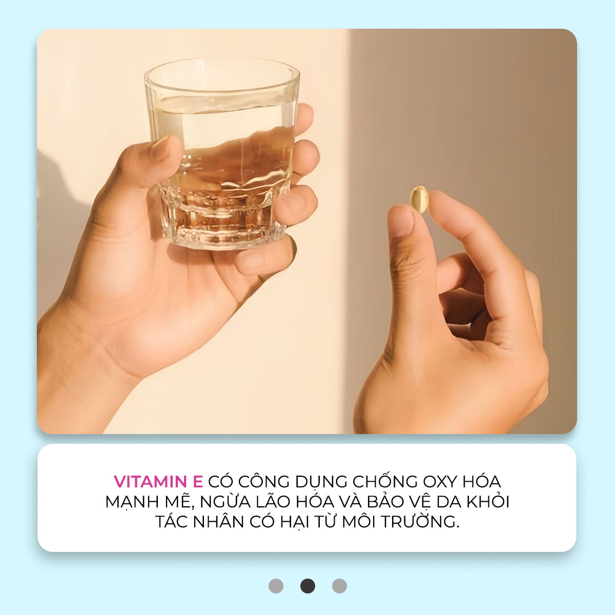 Vitamin E có công dụng chống oxy hóa mạnh mẽ, ngăn ngừa lão hóa và bảo vệ da khỏi tác nhân có hại từ môi trường. Khám phá thêm các loại Vitamin tốt nhất cho da với Lixibox để có làn da khỏe đẹp!