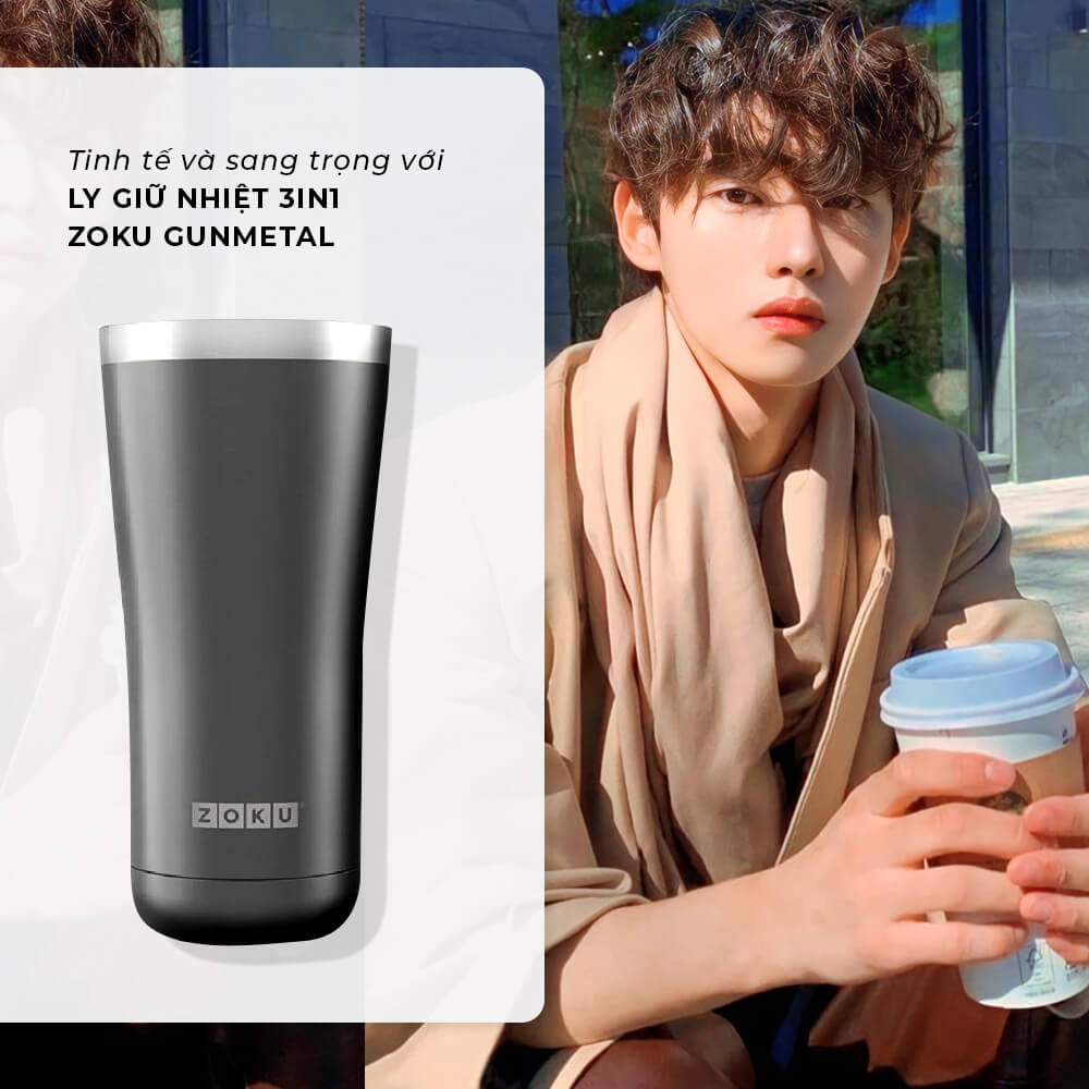Ly giữ nhiệt 3in1 Zoku Gunmetal, sản phẩm tinh tế và sang trọng cho nam giới giúp nâng cao phong cách. Cùng khám phá Top 8 món đồ tại Lixibox giúp tôn vinh vẻ đẹp và đẳng cấp của cánh mày râu.