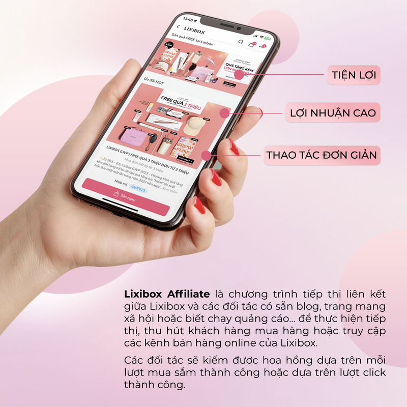 Lixibox Affiliate là chương trình tiếp thị liên kết hấp dẫn, giúp người tham gia tăng thu nhập từ affiliate marketing với những ưu đãi và lợi nhuận cao. Tham gia ngay để tận hưởng tiện lợi và thao tác đơn giản!