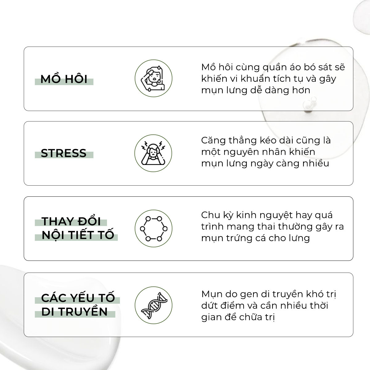 Bài viết chia sẻ nguyên nhân hình thành mụn lưng và mẹo trị mụn lưng hiệu quả. Nội dung nhấn mạnh các yếu tố như stress, thay đổi nội tiết tố và di truyền, giúp người đọc có thêm kiến thức về trị mụn lưng hiệu quả từ Lixibox Skincare.